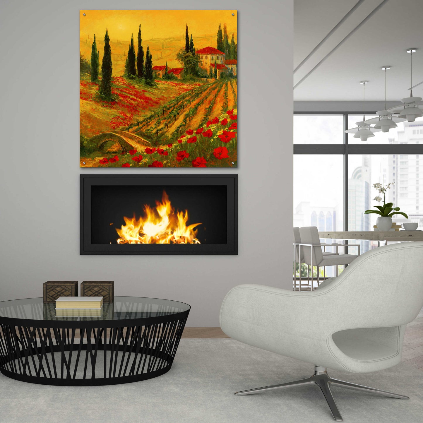 Epic Art 'Poppies of Toscano I' by Art Fronckowiak, Acrylic Glass Wall Art,36x36