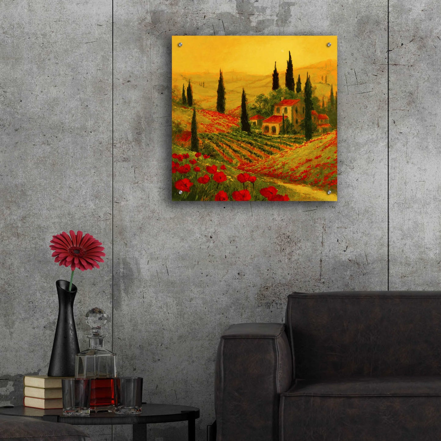 Epic Art 'Poppies of Toscano II' by Art Fronckowiak, Acrylic Glass Wall Art,24x24