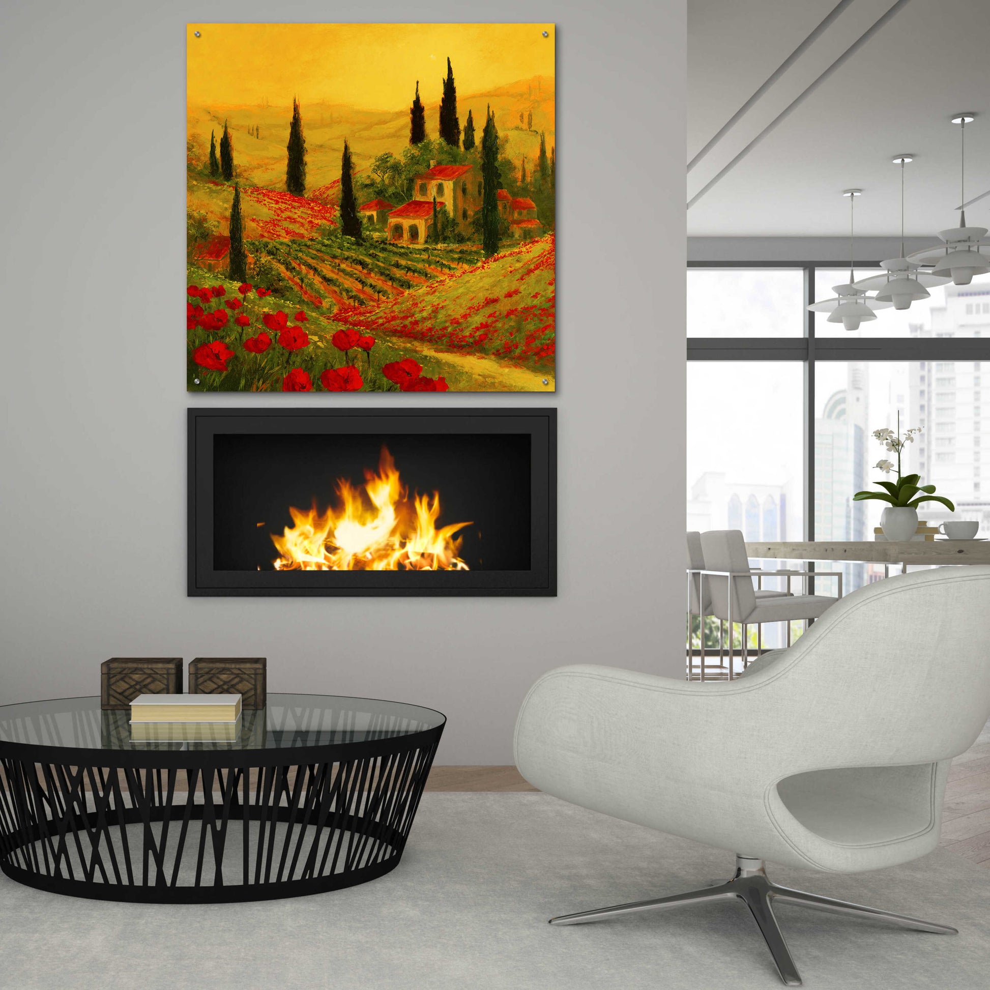 Epic Art 'Poppies of Toscano II' by Art Fronckowiak, Acrylic Glass Wall Art,36x36