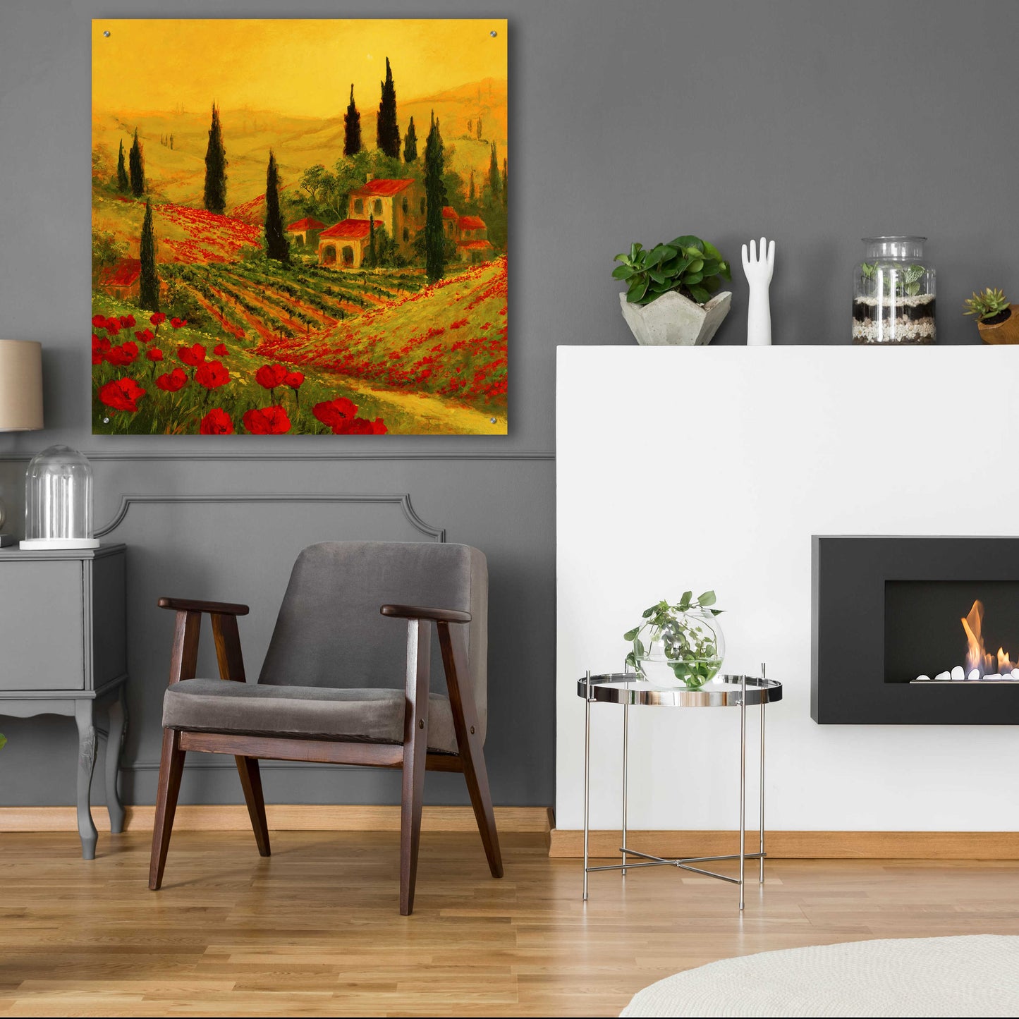 Epic Art 'Poppies of Toscano II' by Art Fronckowiak, Acrylic Glass Wall Art,36x36