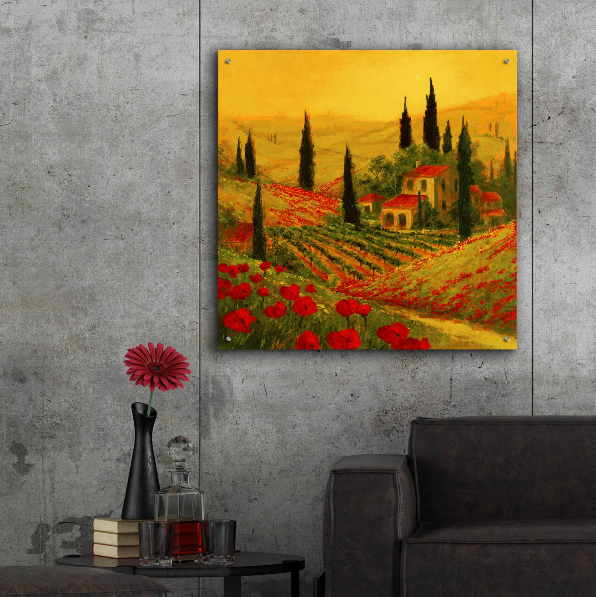 Epic Art 'Poppies of Toscano II' by Art Fronckowiak, Acrylic Glass Wall Art,36x36