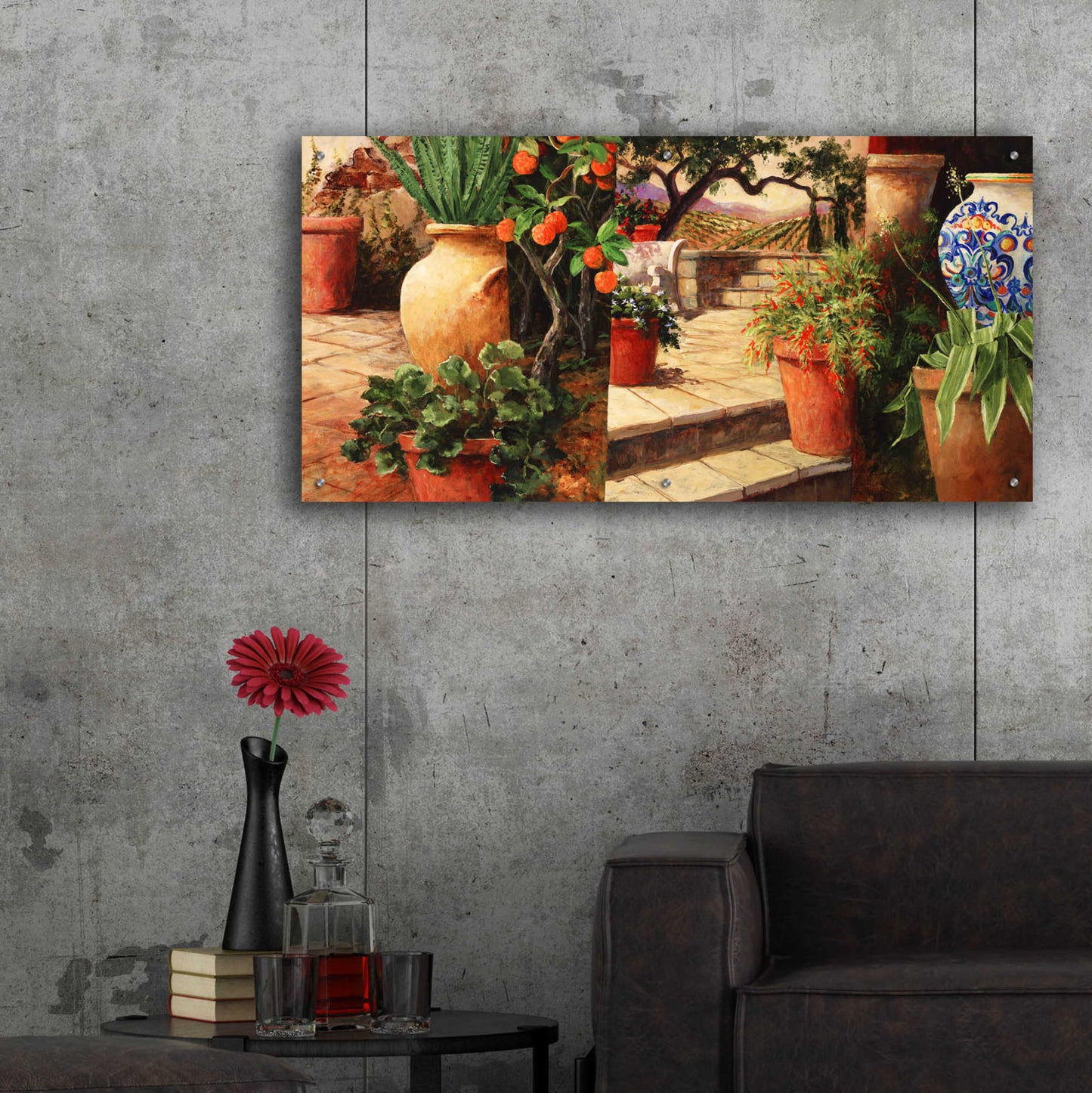 Epic Art 'Turo Tuscan Orange' by Art Fronckowiak, Acrylic Glass Wall Art,48x24