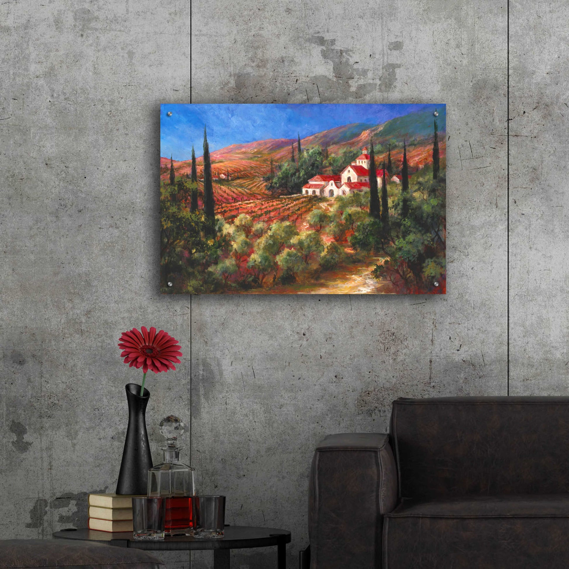 Epic Art 'Tuscan Monastery' by Art Fronckowiak, Acrylic Glass Wall Art,36x24