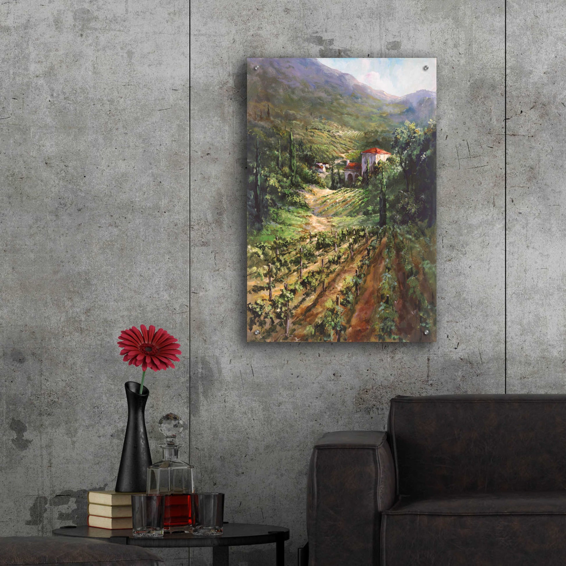 Epic Art 'Tuscany Vineyard' by Art Fronckowiak, Acrylic Glass Wall Art,24x36