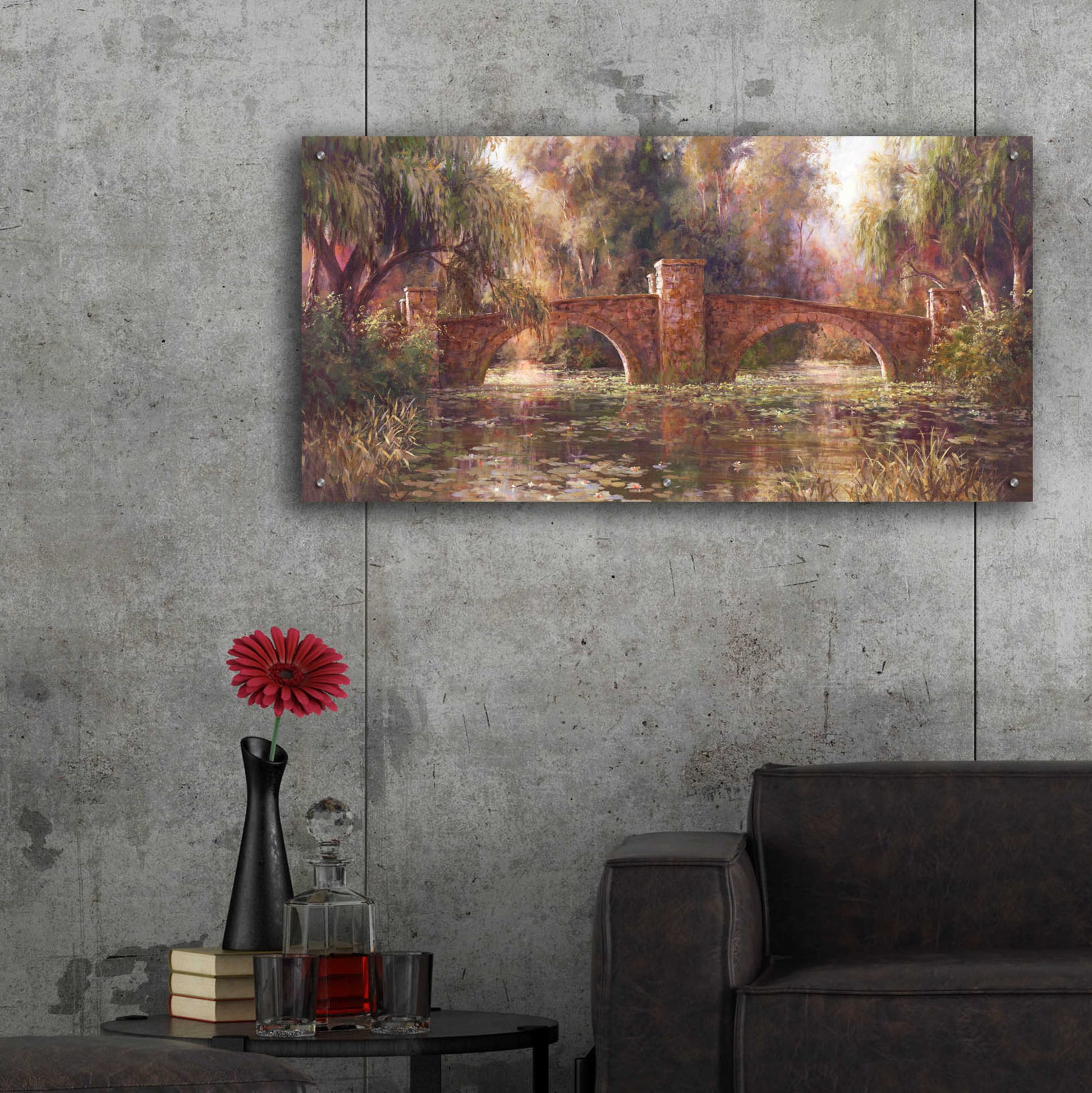 Epic Art 'Willow Bridge' by Art Fronckowiak, Acrylic Glass Wall Art,48x24