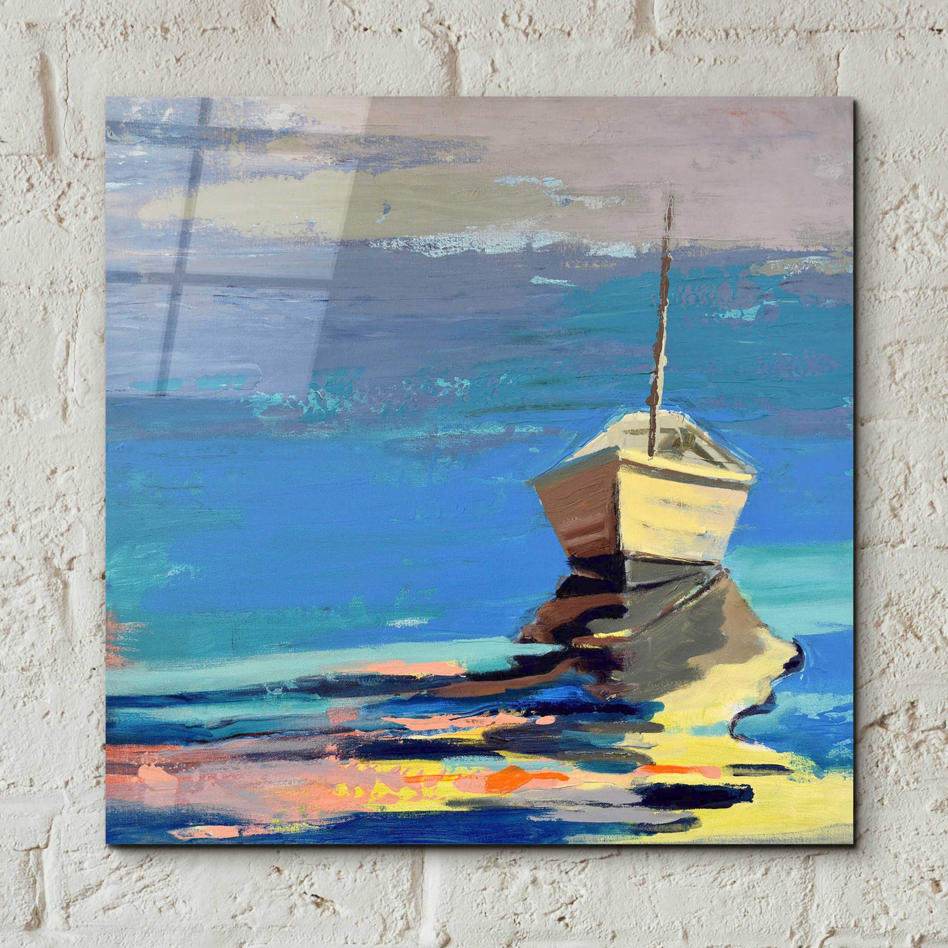 Epic Art 'Blue Bay' by Beth Forst, Acrylic Glass Wall Art,12x12