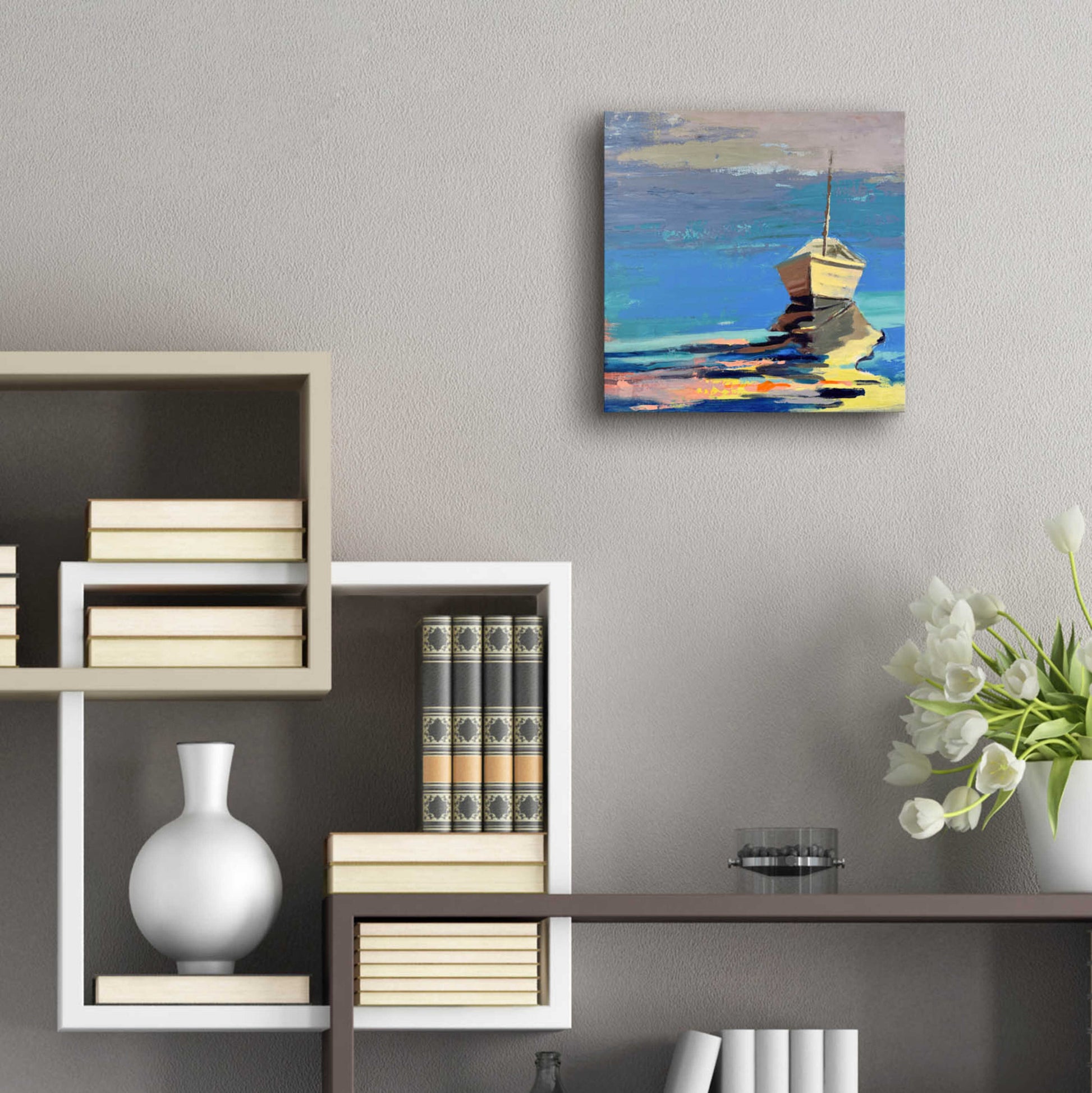 Epic Art 'Blue Bay' by Beth Forst, Acrylic Glass Wall Art,12x12