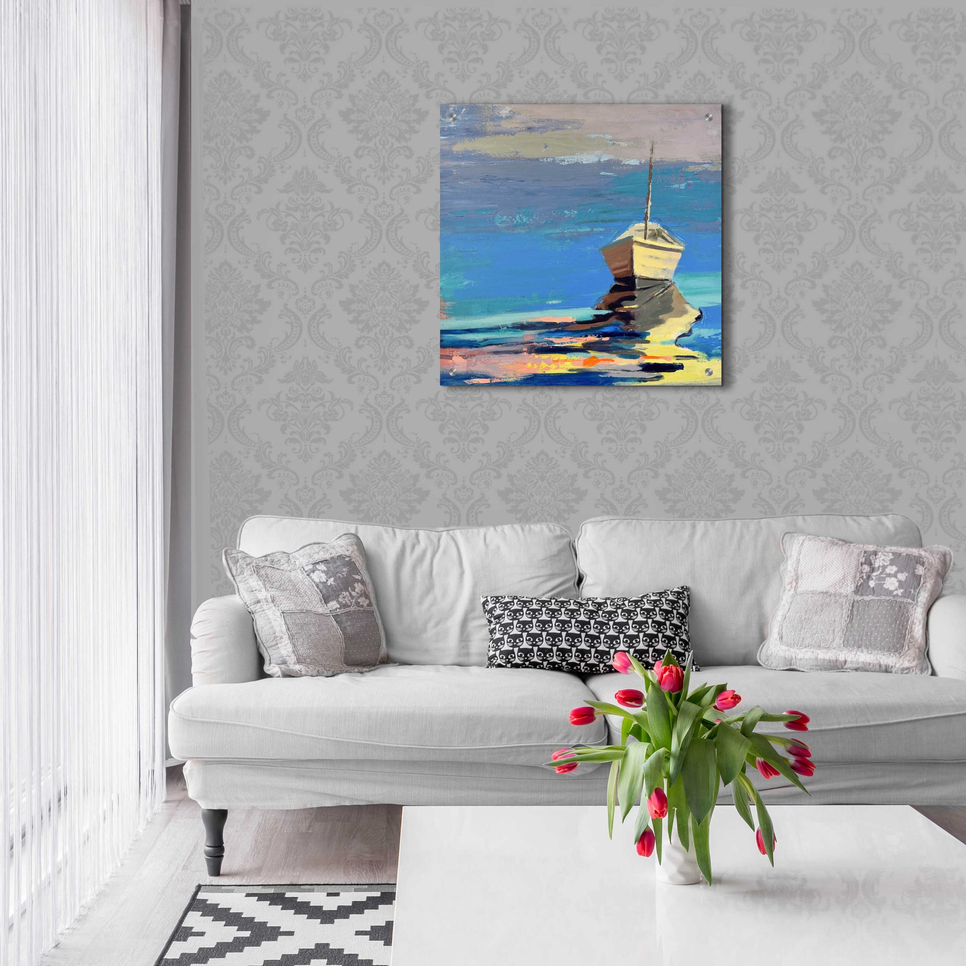 Epic Art 'Blue Bay' by Beth Forst, Acrylic Glass Wall Art,24x24