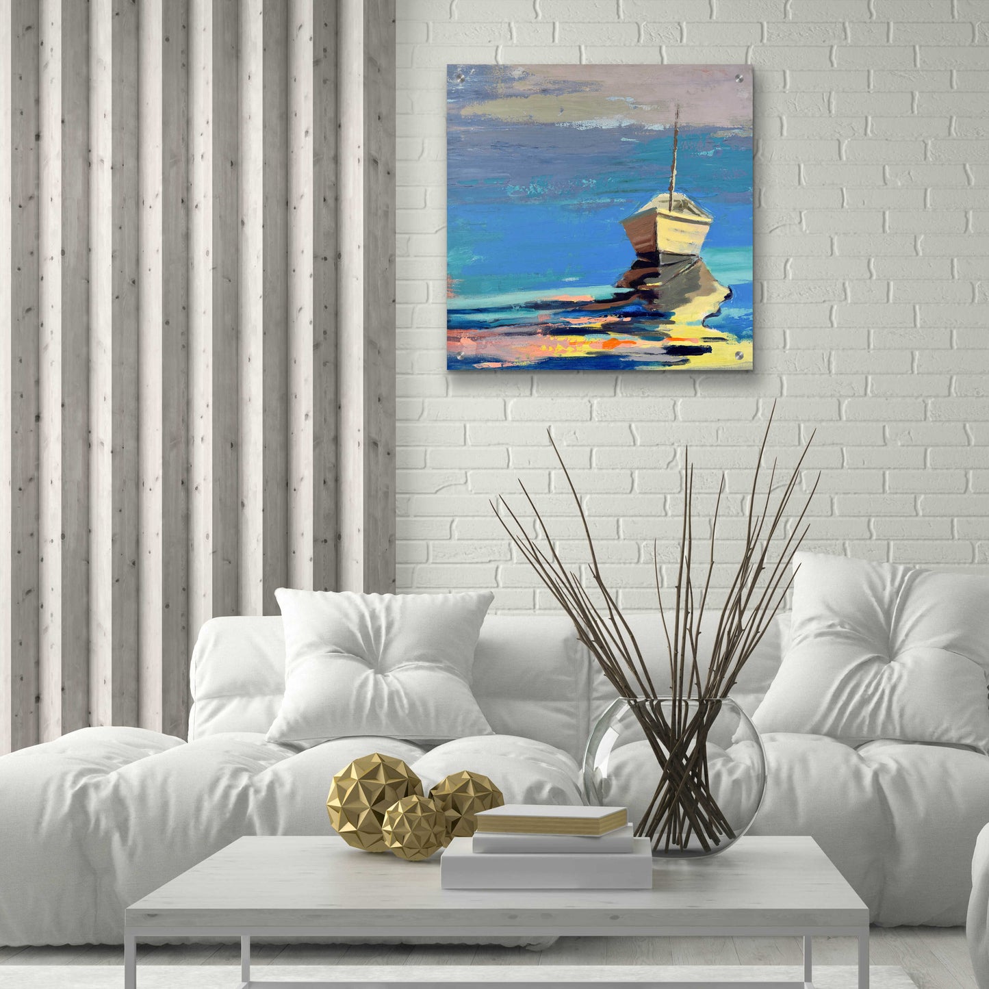 Epic Art 'Blue Bay' by Beth Forst, Acrylic Glass Wall Art,24x24