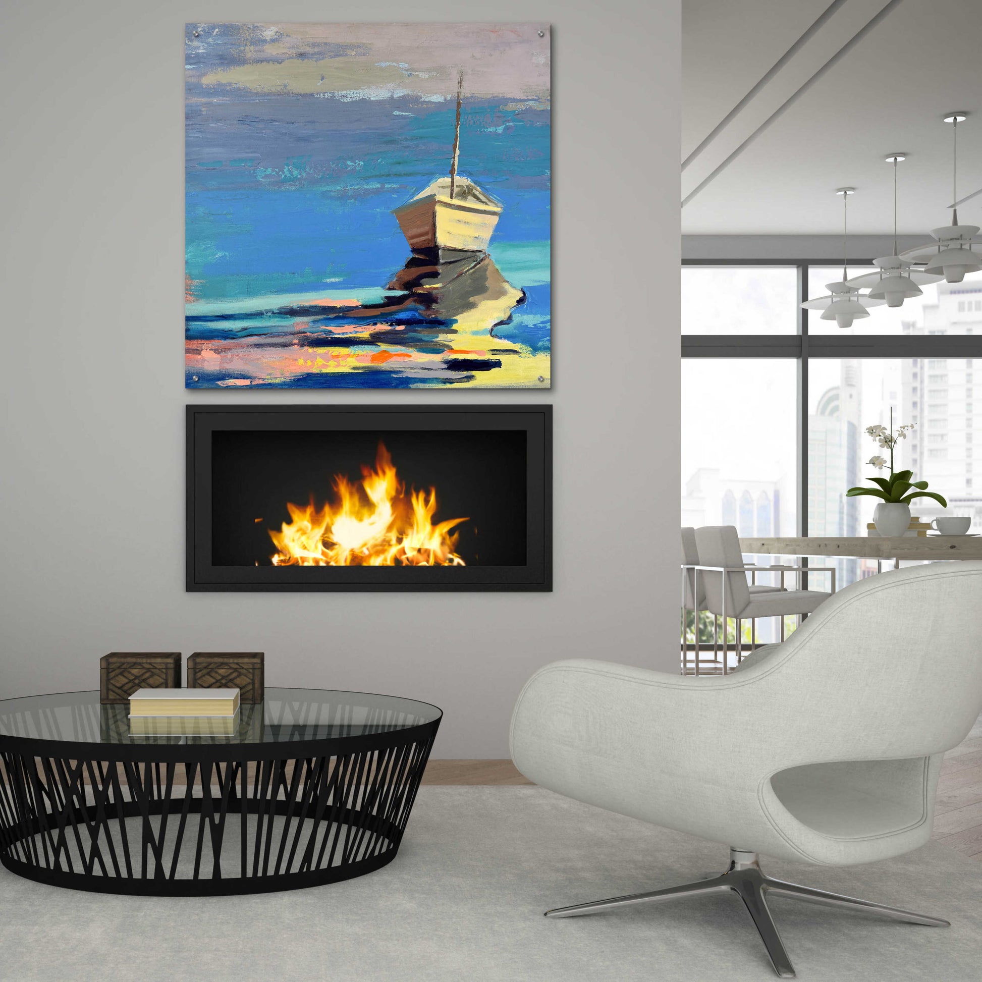 Epic Art 'Blue Bay' by Beth Forst, Acrylic Glass Wall Art,36x36