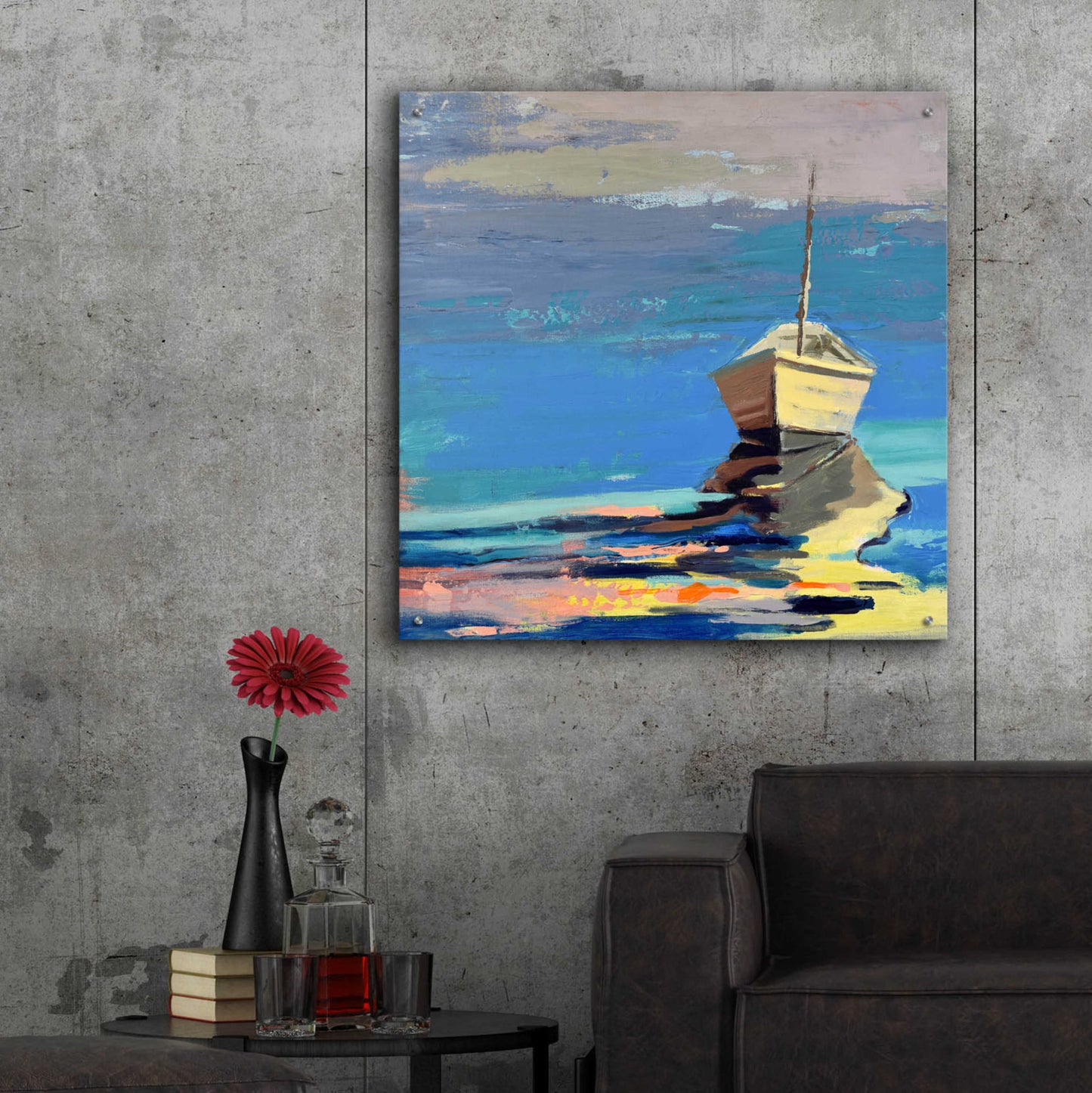 Epic Art 'Blue Bay' by Beth Forst, Acrylic Glass Wall Art,36x36