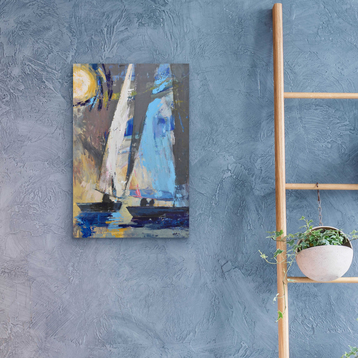 Epic Art 'Blue Breeze Dynamics' by Beth Forst, Acrylic Glass Wall Art,16x24