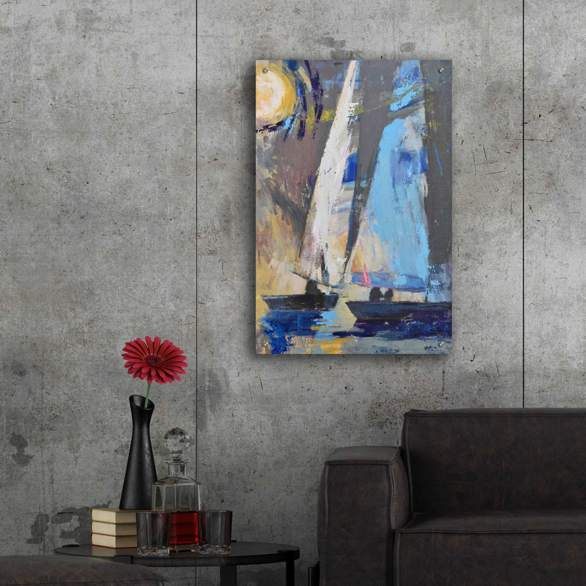 Epic Art 'Blue Breeze Dynamics' by Beth Forst, Acrylic Glass Wall Art,24x36