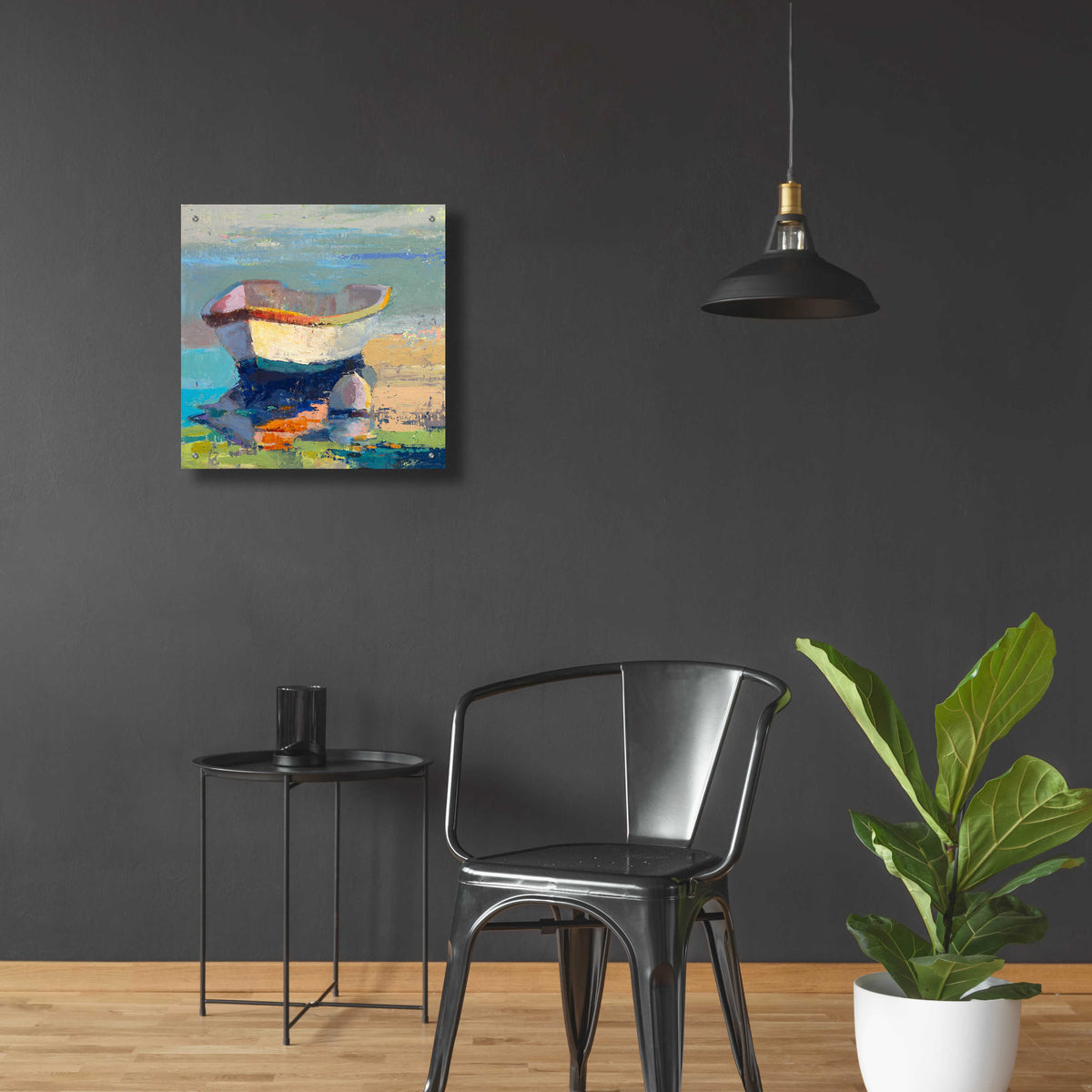 Epic Art 'Bottle Green Boat' by Beth Forst, Acrylic Glass Wall Art,24x24
