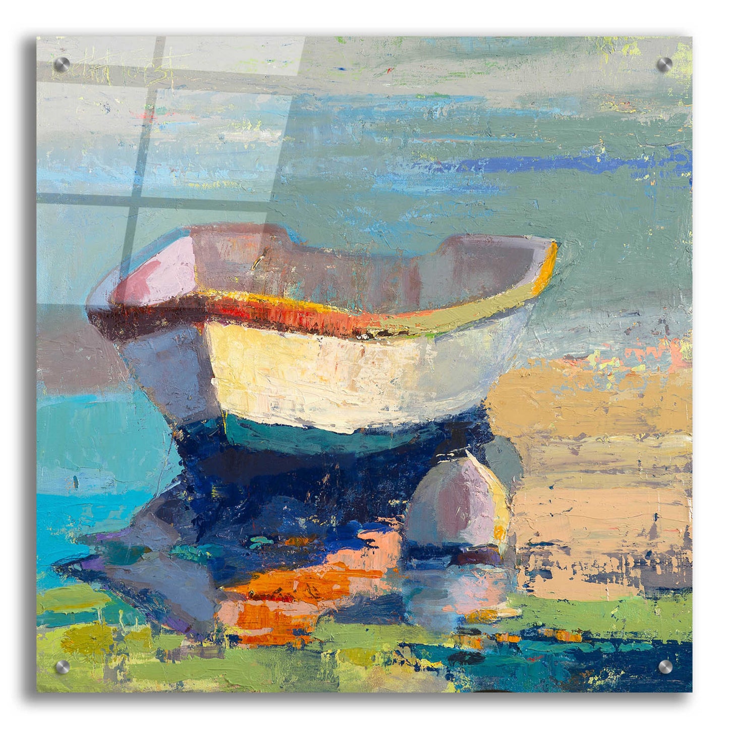 Epic Art 'Bottle Green Boat' by Beth Forst, Acrylic Glass Wall Art,24x24