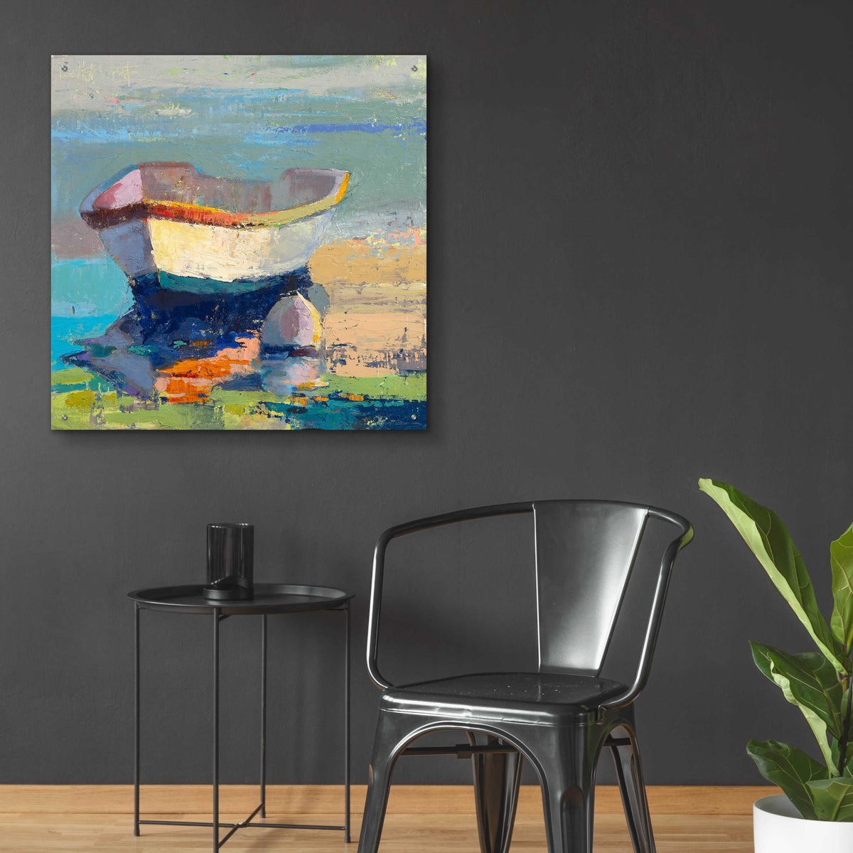 Epic Art 'Bottle Green Boat' by Beth Forst, Acrylic Glass Wall Art,36x36