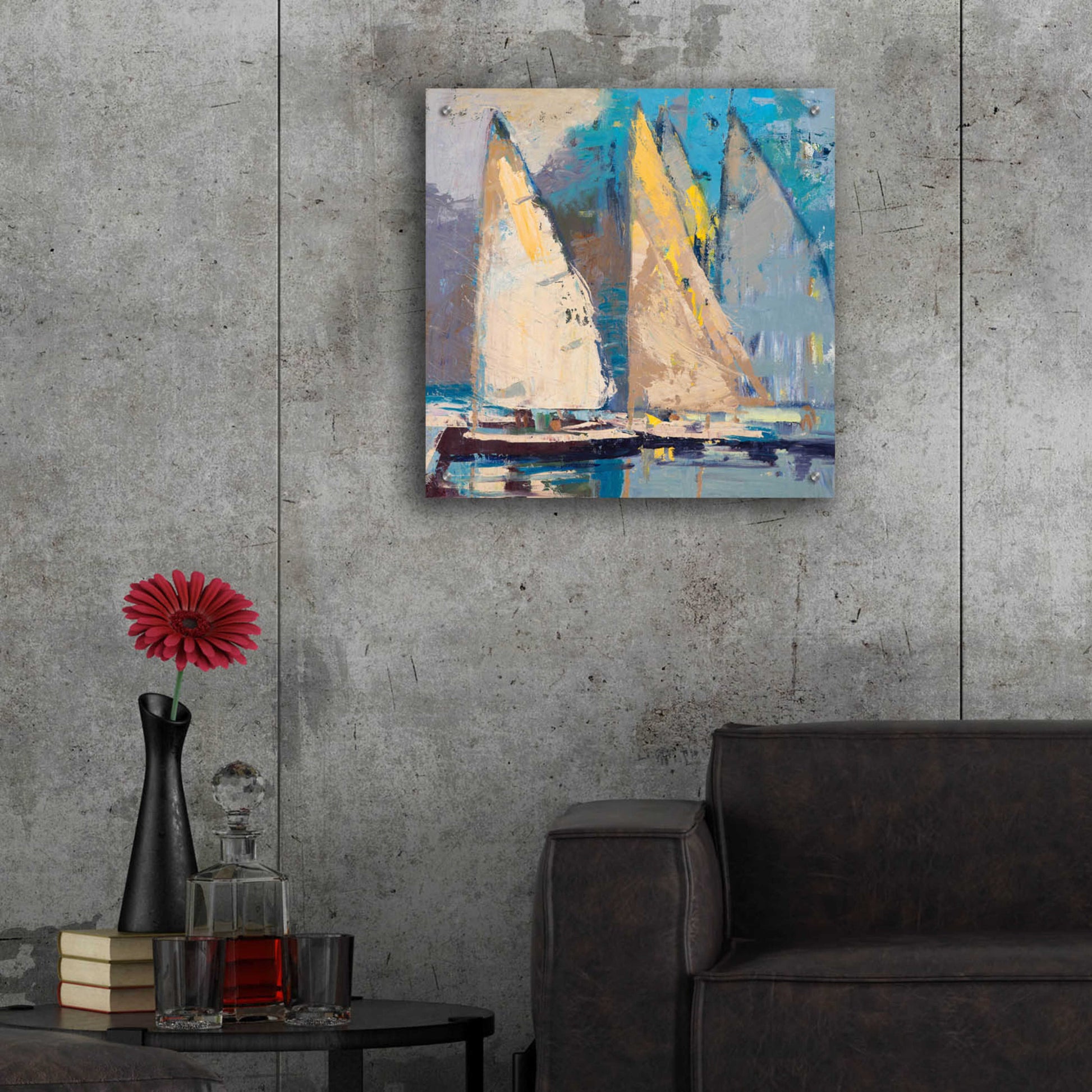 Epic Art 'Breeze  Sail and Sky' by Beth Forst, Acrylic Glass Wall Art,24x24