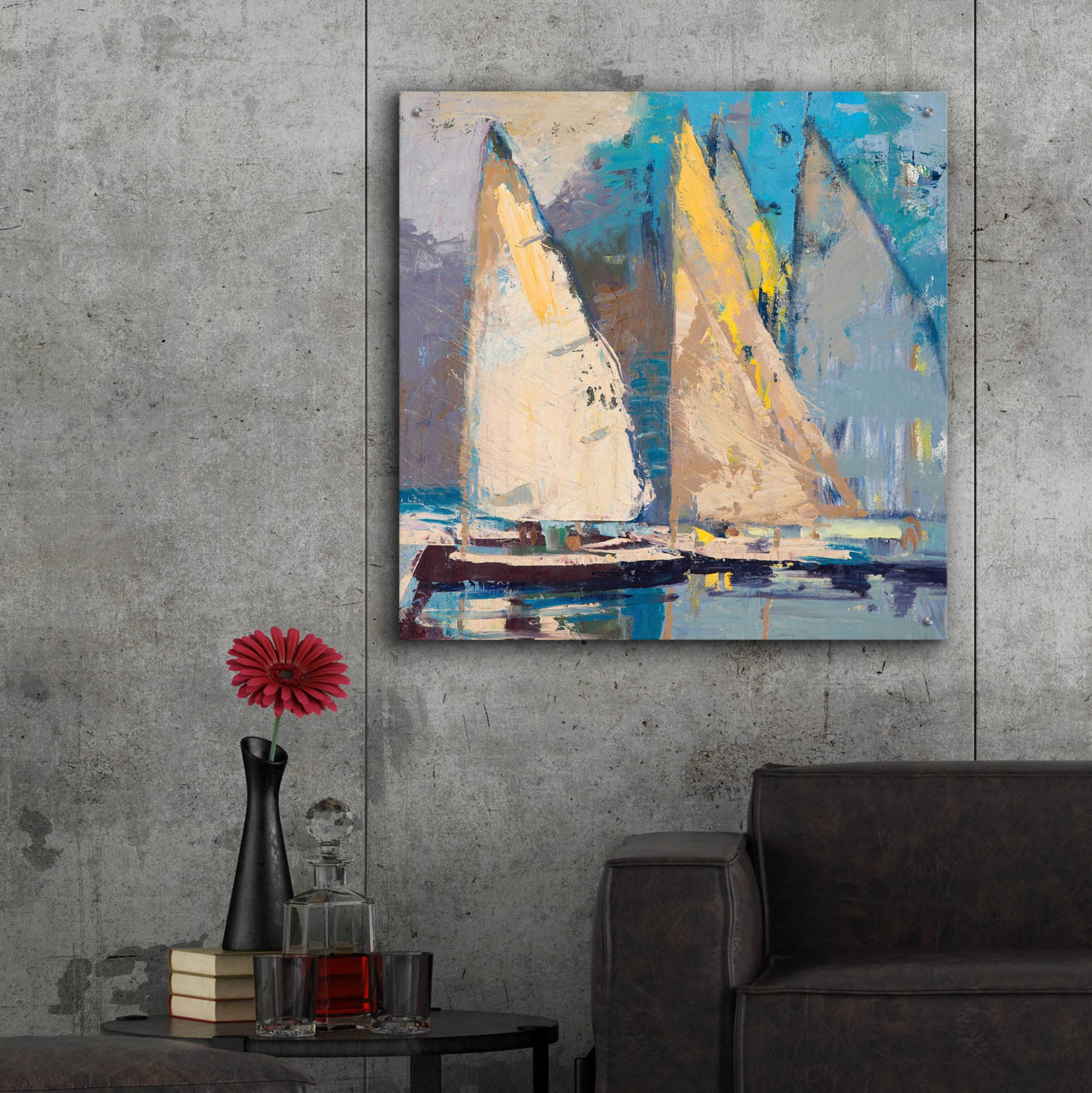 Epic Art 'Breeze  Sail and Sky' by Beth Forst, Acrylic Glass Wall Art,36x36