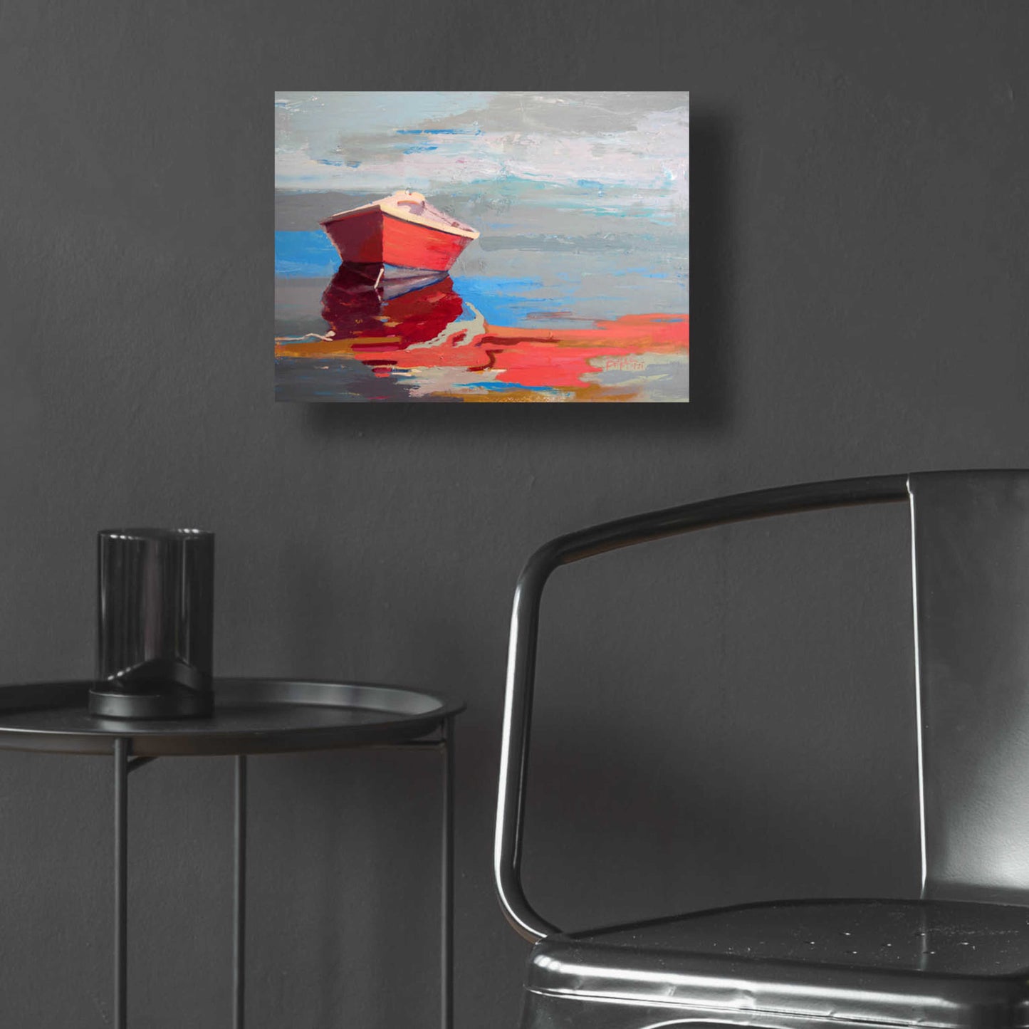 Epic Art 'Red Boat Rhythm' by Beth Forst, Acrylic Glass Wall Art,16x12