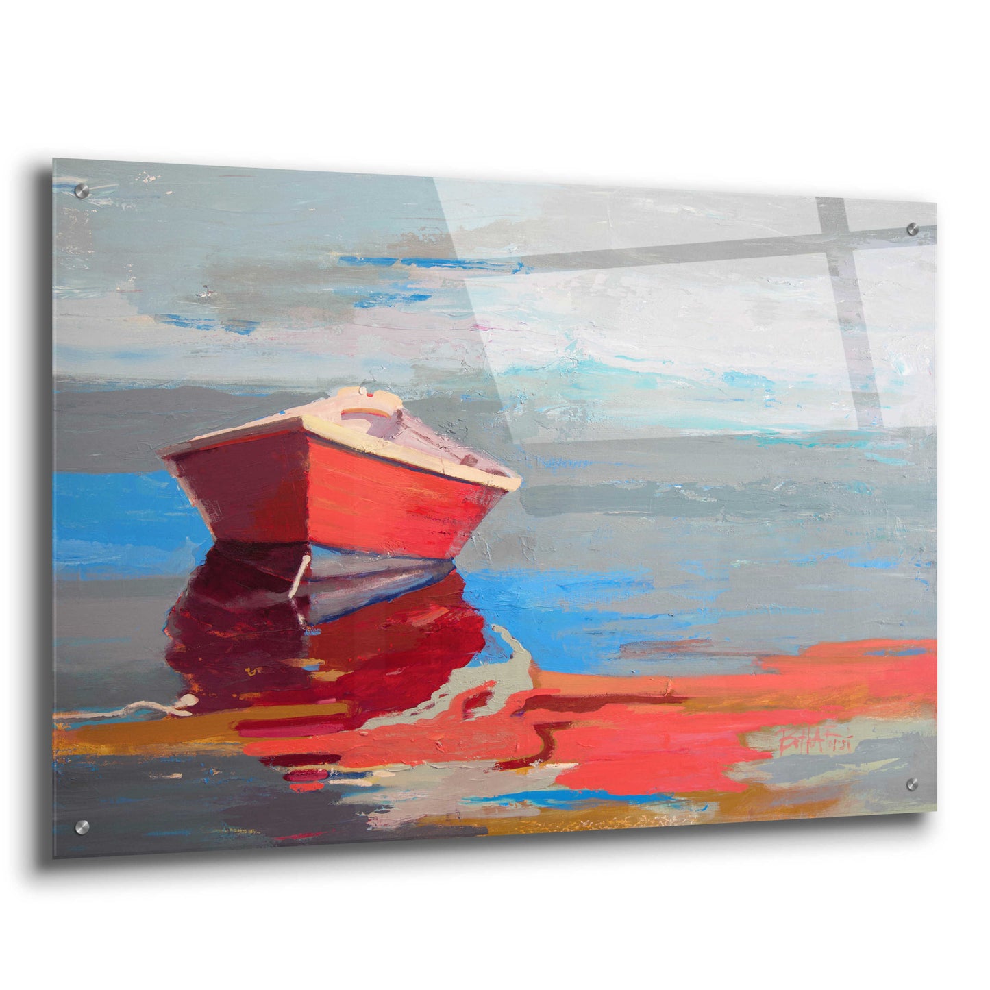 Epic Art 'Red Boat Rhythm' by Beth Forst, Acrylic Glass Wall Art,36x24