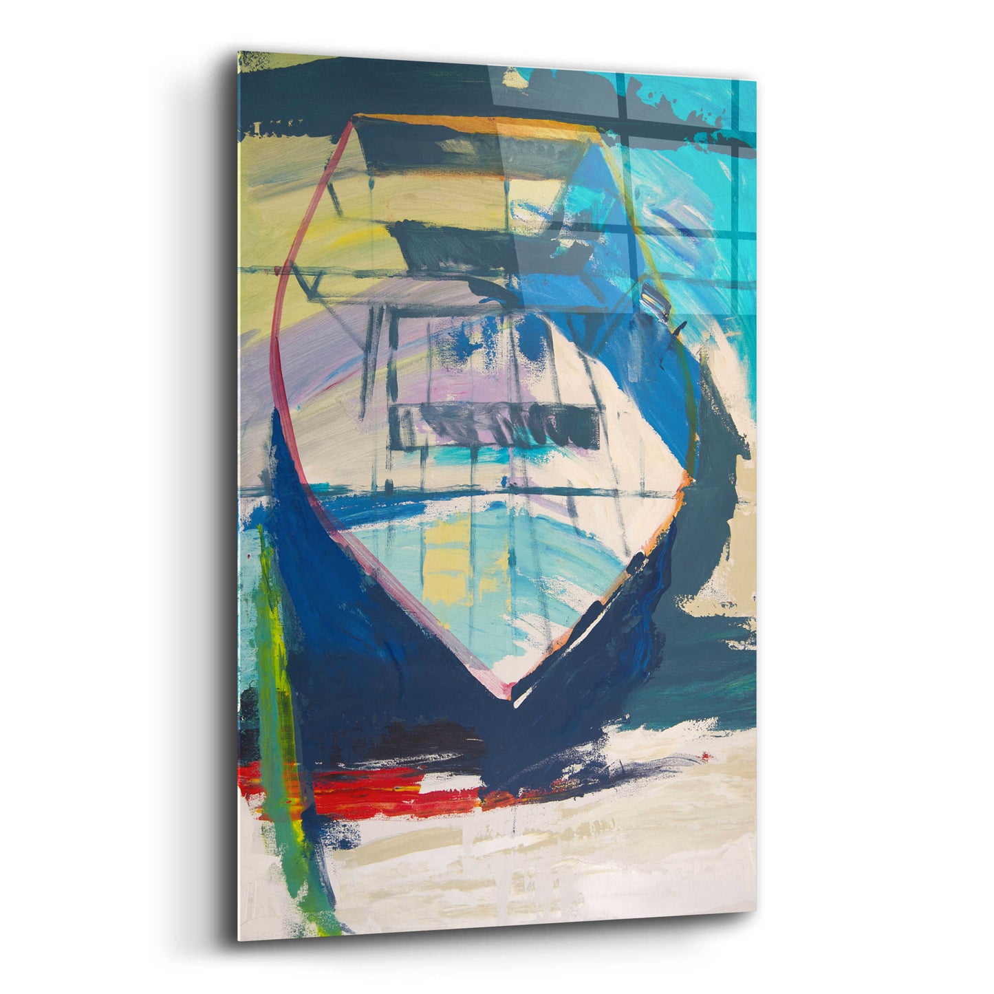 Epic Art 'Red Green Skiff' by Beth Forst, Acrylic Glass Wall Art,12x16