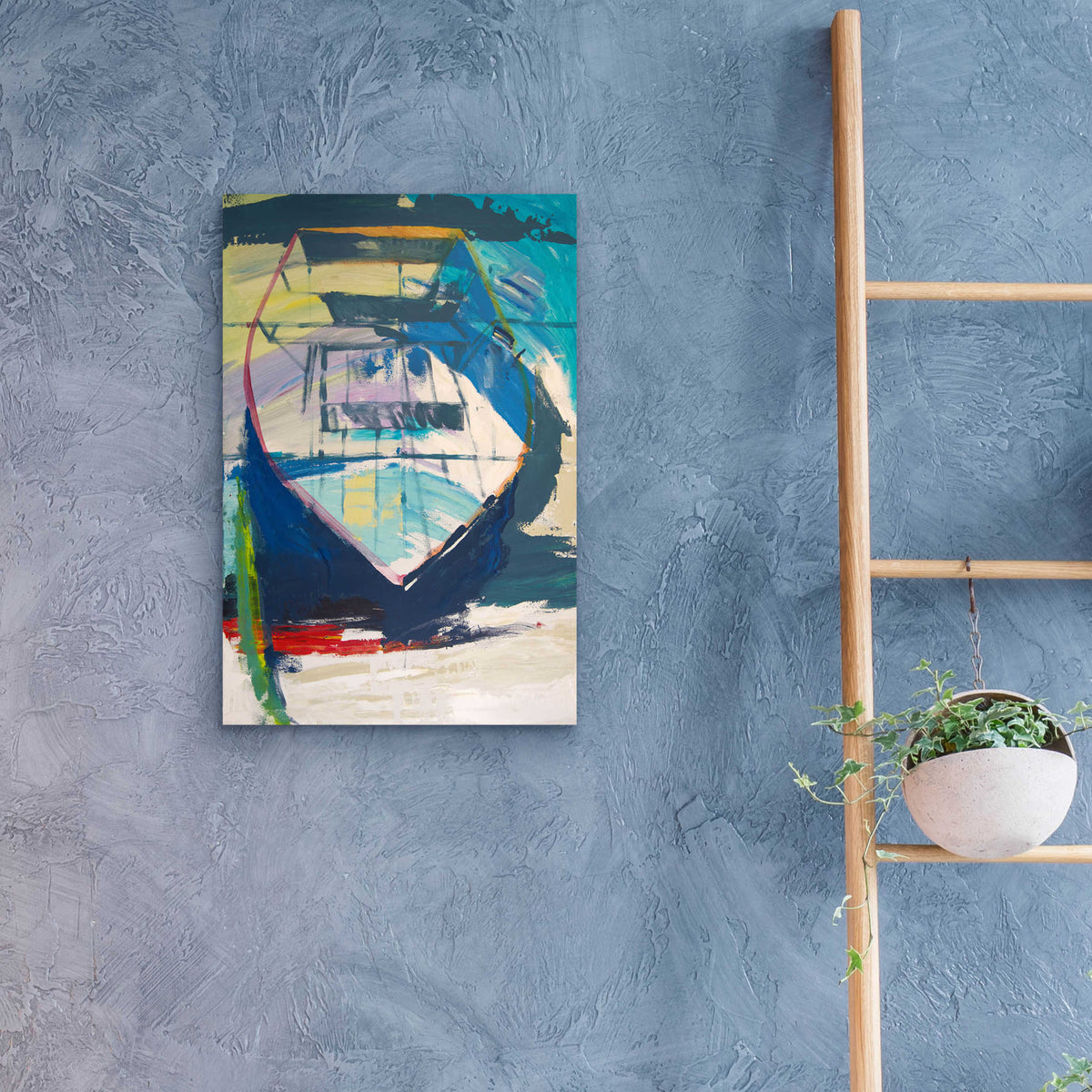 Epic Art 'Red Green Skiff' by Beth Forst, Acrylic Glass Wall Art,16x24