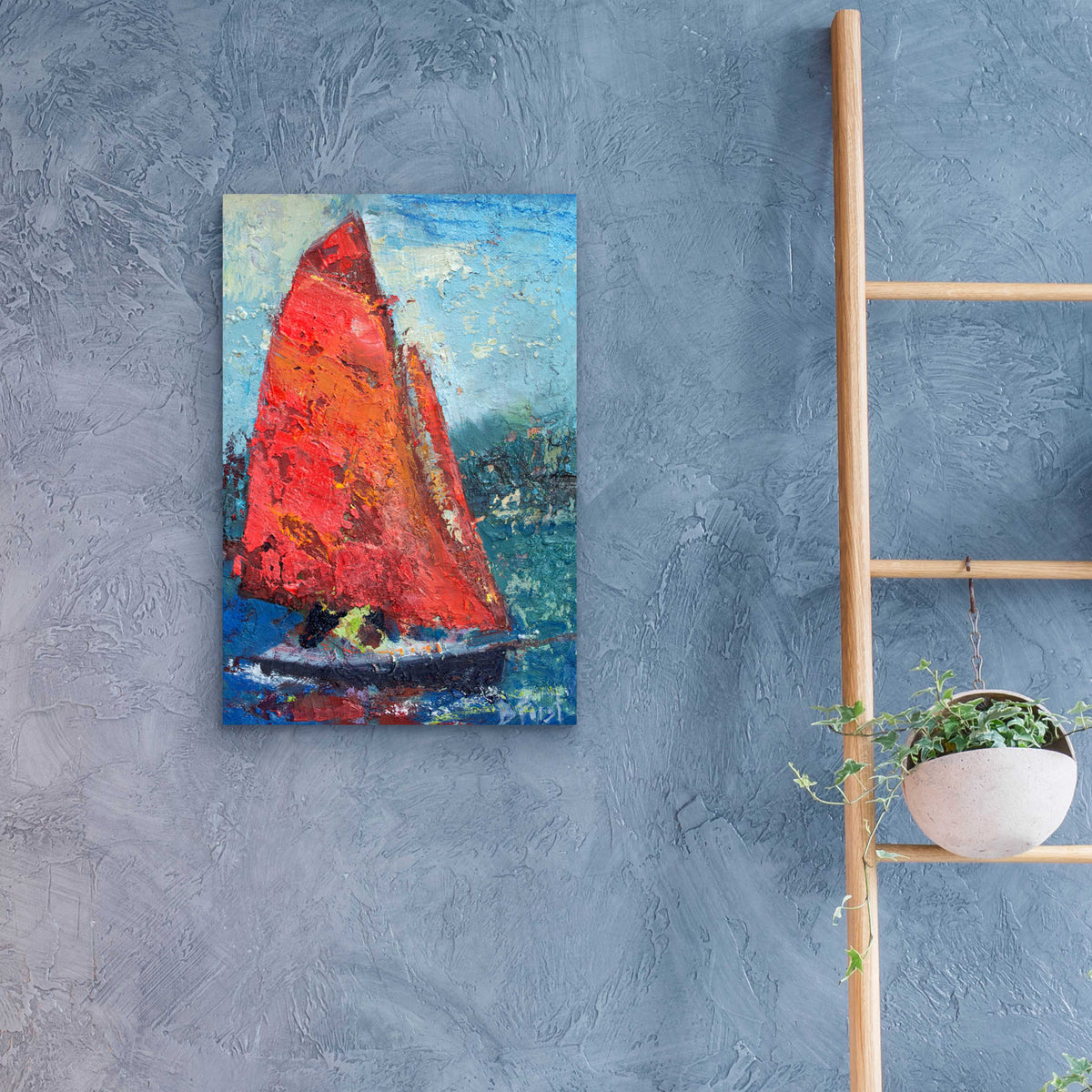 Epic Art 'Red Sail' by Beth Forst, Acrylic Glass Wall Art,16x24