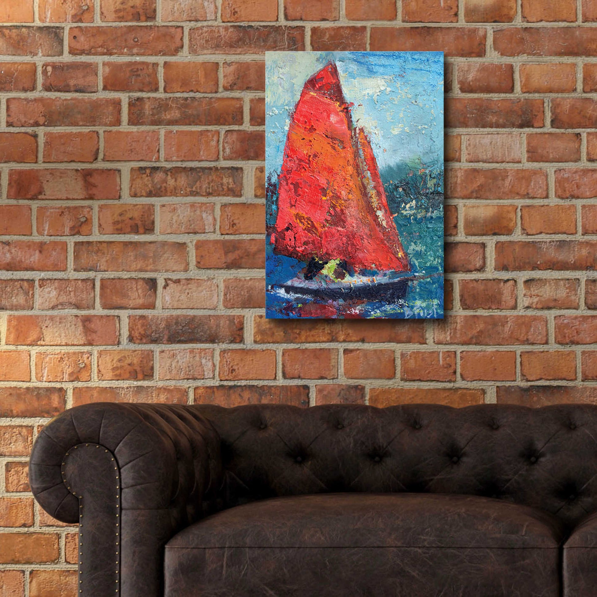 Epic Art 'Red Sail' by Beth Forst, Acrylic Glass Wall Art,16x24