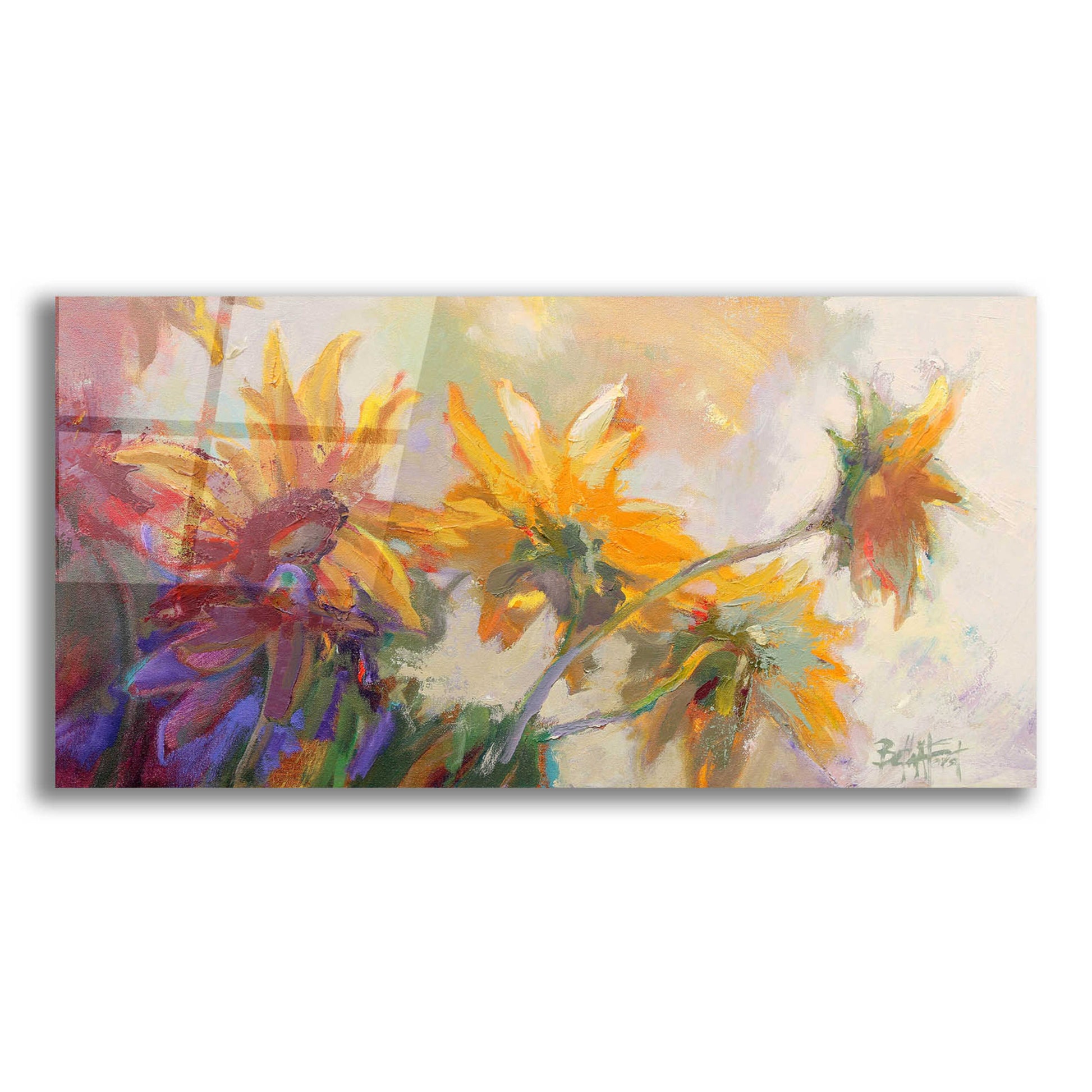 Epic Art 'Three Long Blossoms' by Beth Forst, Acrylic Glass Wall Art,24x12