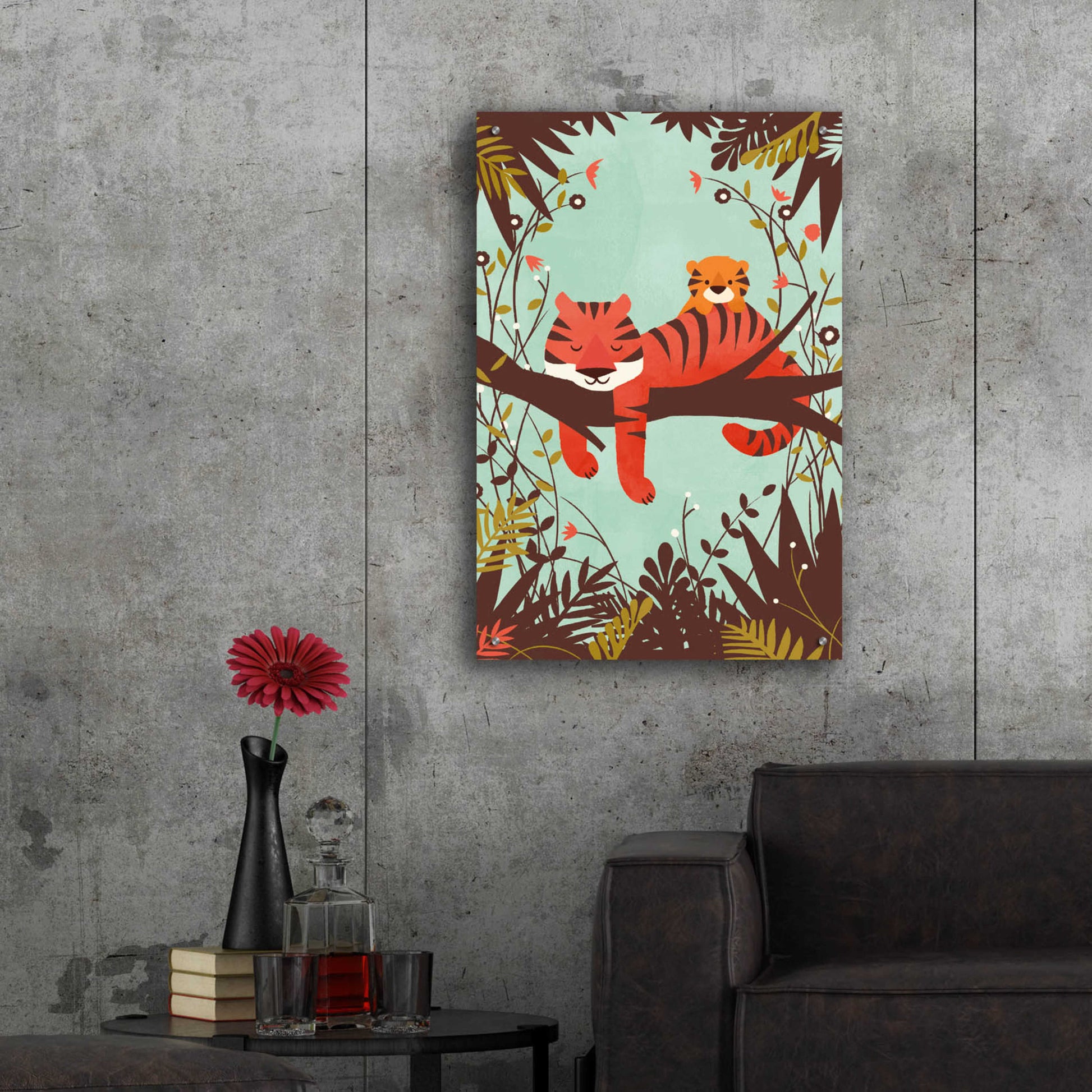 Epic Art 'Sleeping Tiger' by Jay Fleck, Acrylic Glass Wall Art,24x36