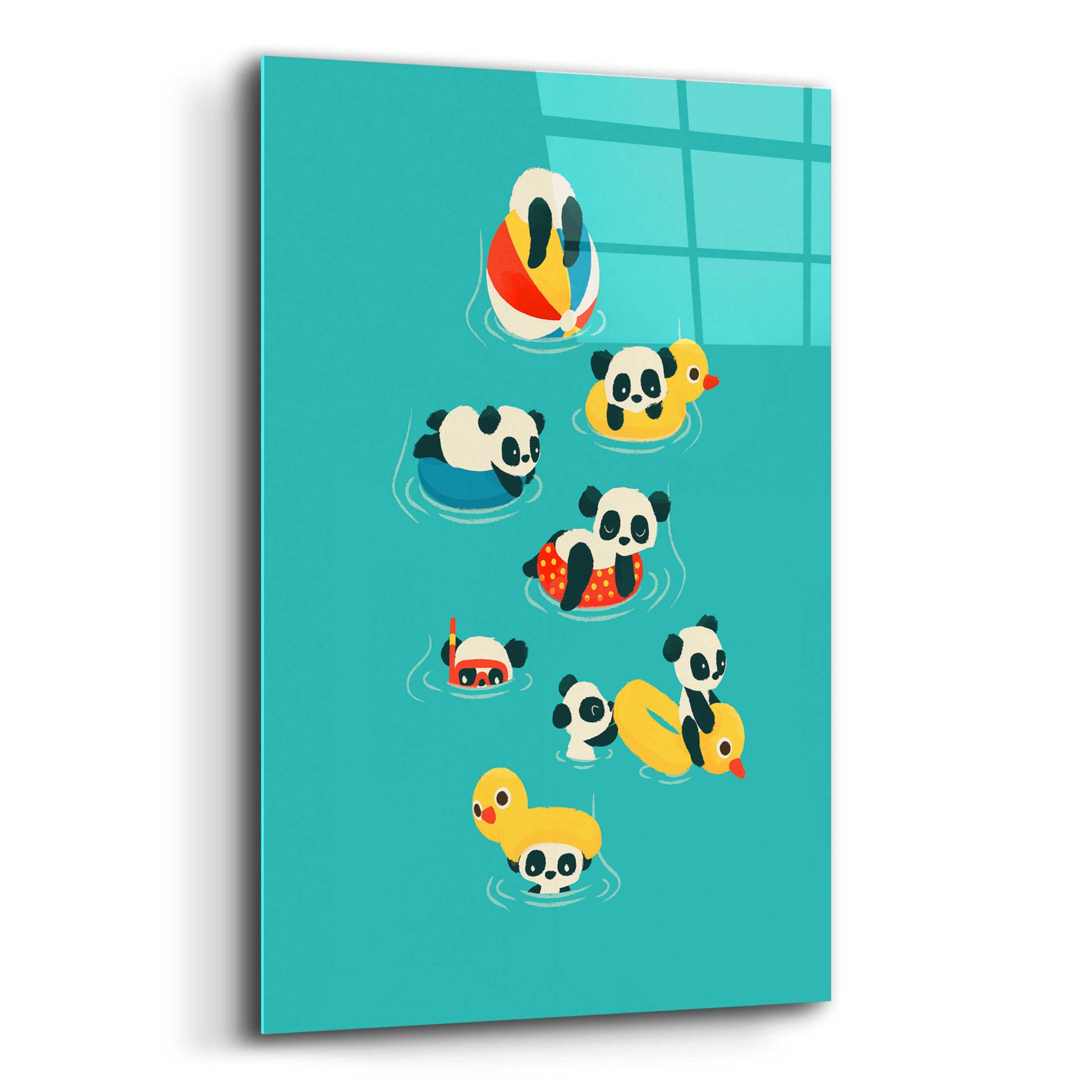 Epic Art 'Tubing Pandas' by Jay Fleck, Acrylic Glass Wall Art,12x16