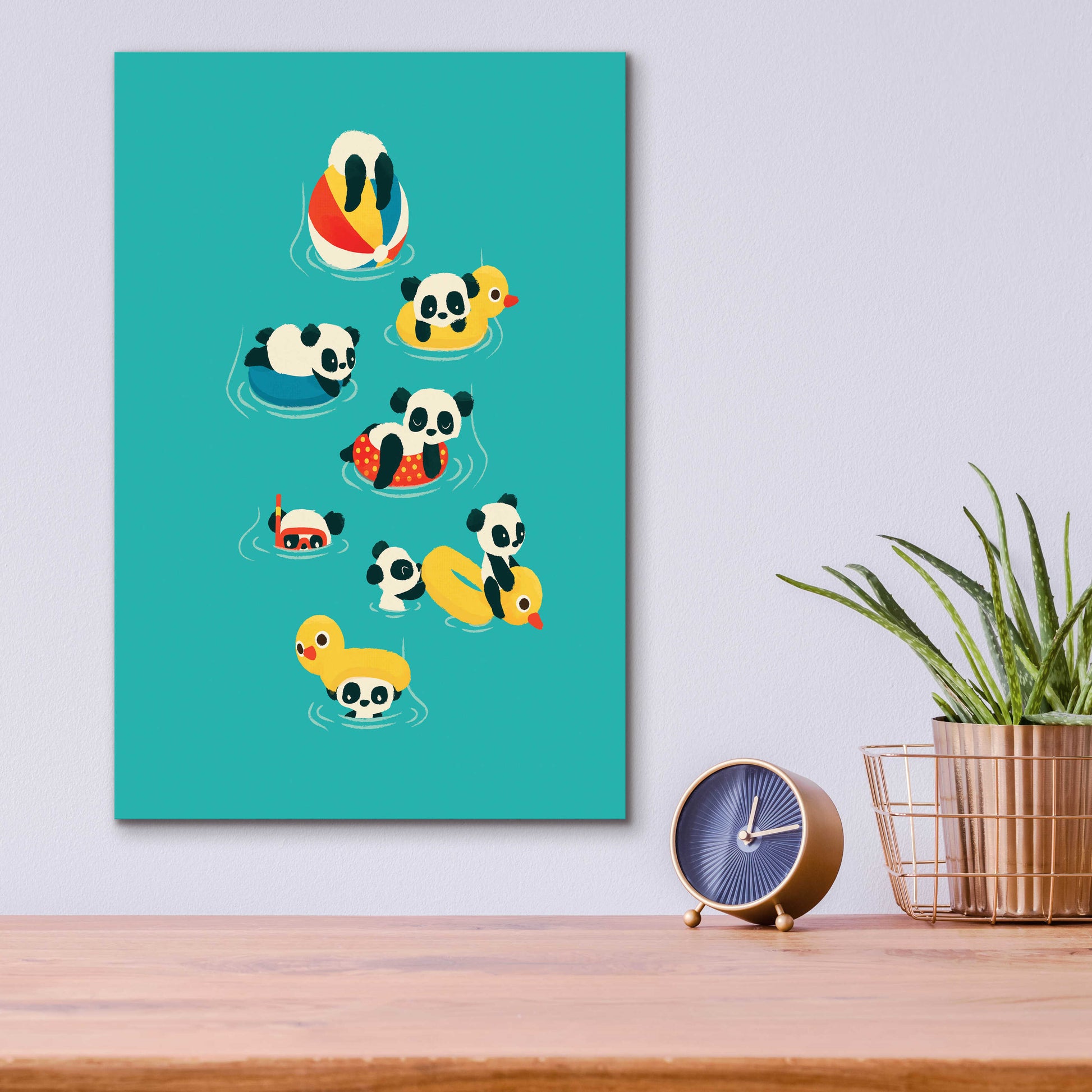 Epic Art 'Tubing Pandas' by Jay Fleck, Acrylic Glass Wall Art,12x16