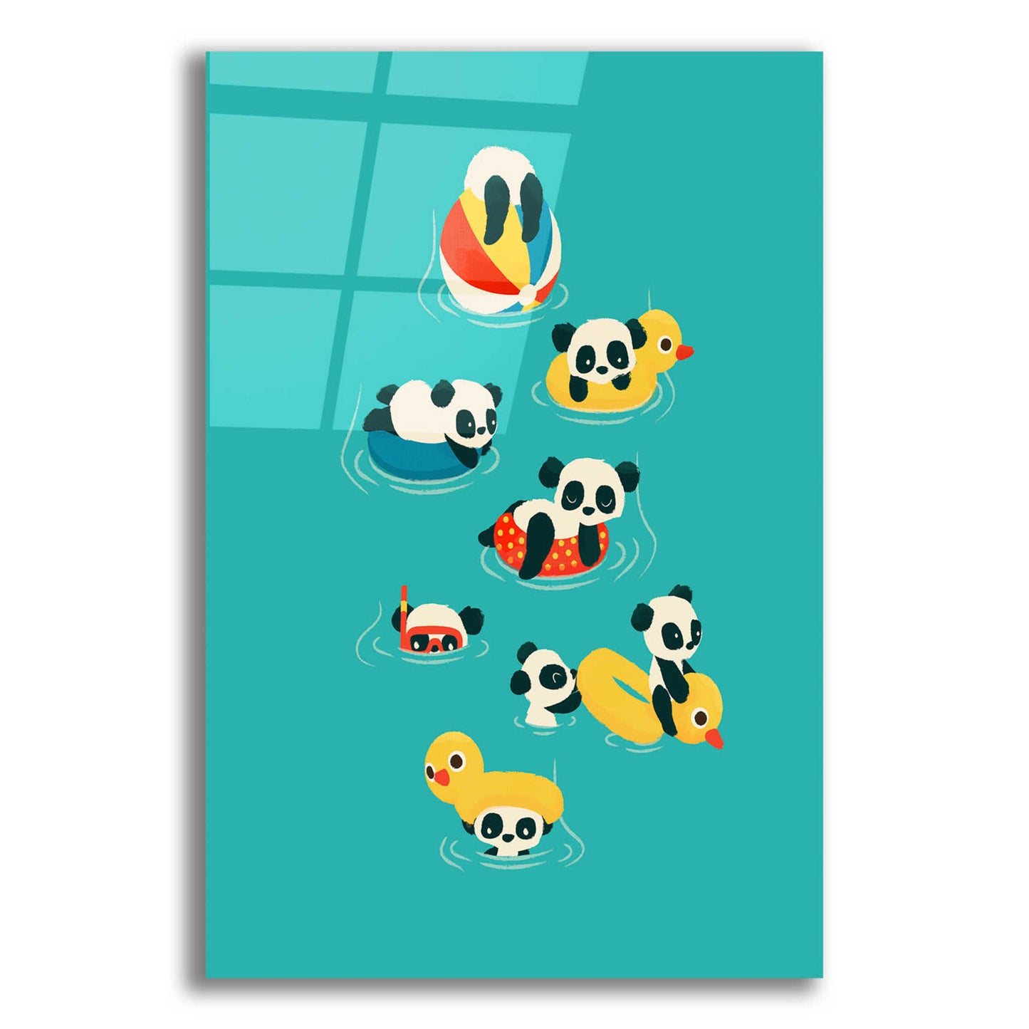 Epic Art 'Tubing Pandas' by Jay Fleck, Acrylic Glass Wall Art,12x16