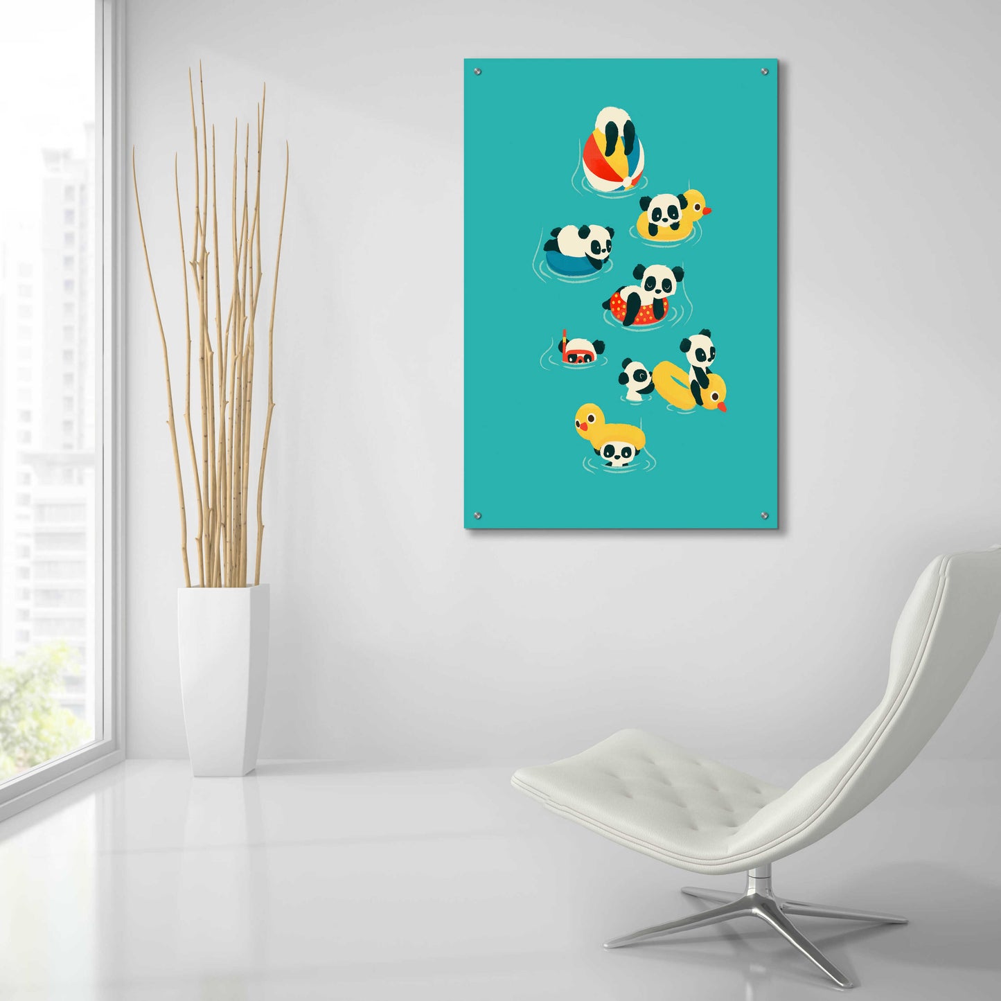 Epic Art 'Tubing Pandas' by Jay Fleck, Acrylic Glass Wall Art,24x36