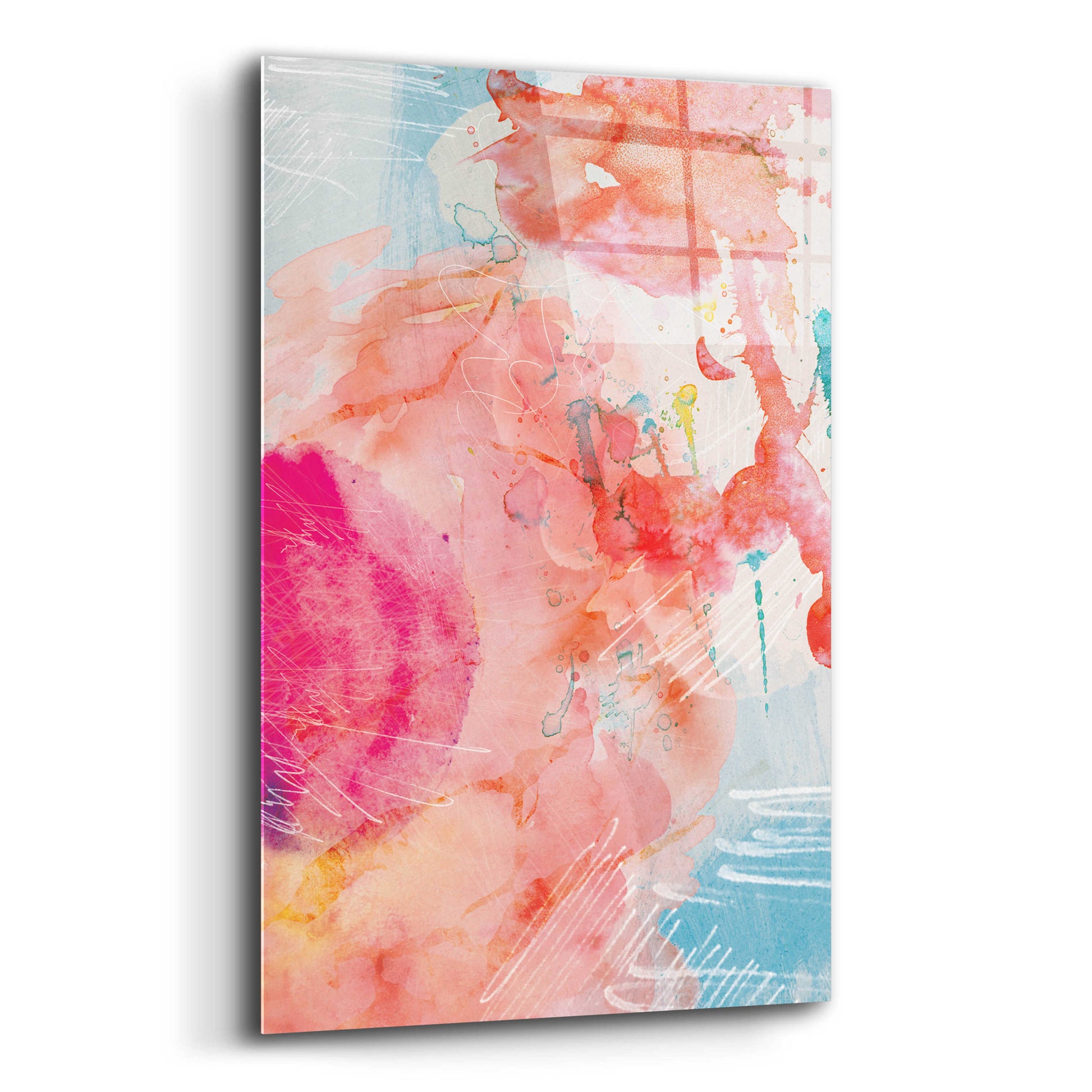 Epic Art 'Abstract Turquoise Pink No. 1' by Louis Duncan-He, Acrylic Glass Wall Art,12x16