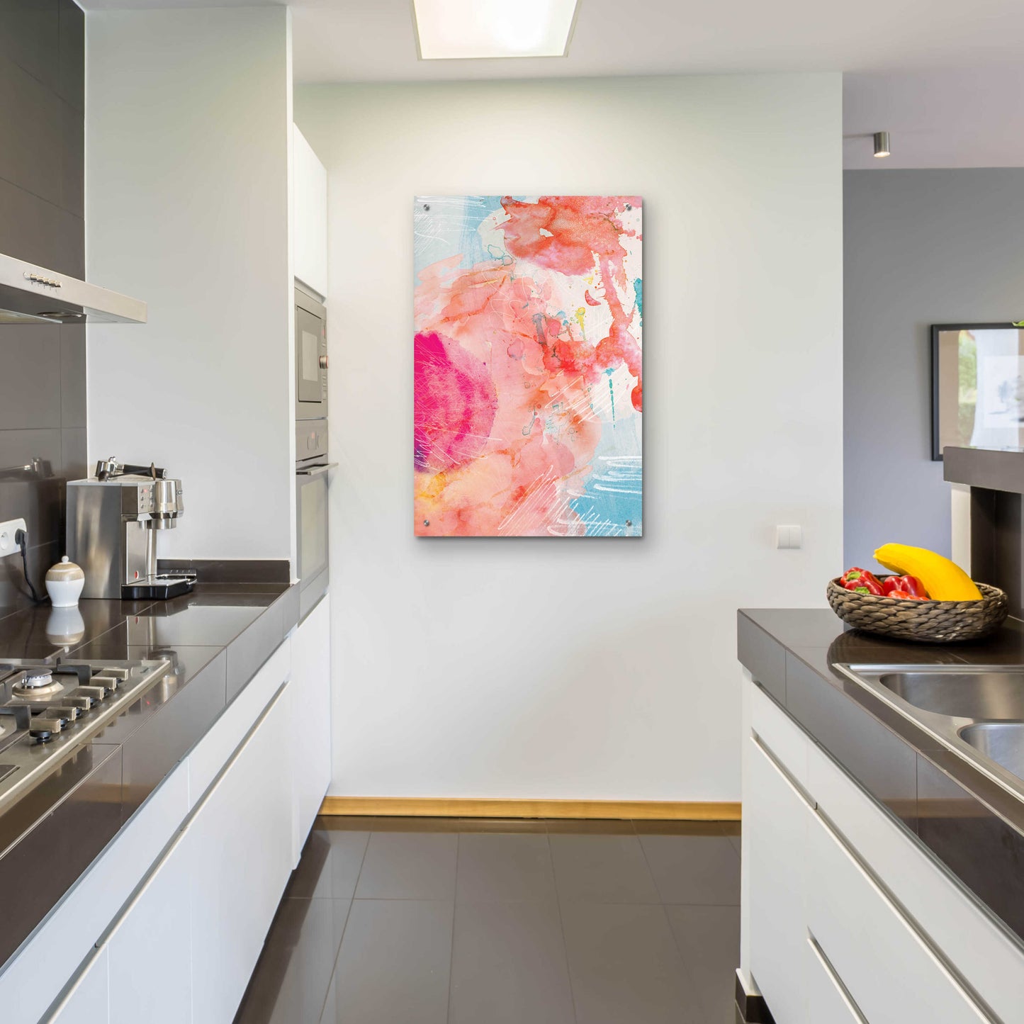 Epic Art 'Abstract Turquoise Pink No. 1' by Louis Duncan-He, Acrylic Glass Wall Art,24x36