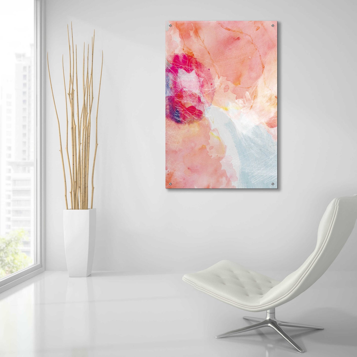 Epic Art 'Abstract Turquoise Pink No. 2' by Louis Duncan-He, Acrylic Glass Wall Art,24x36