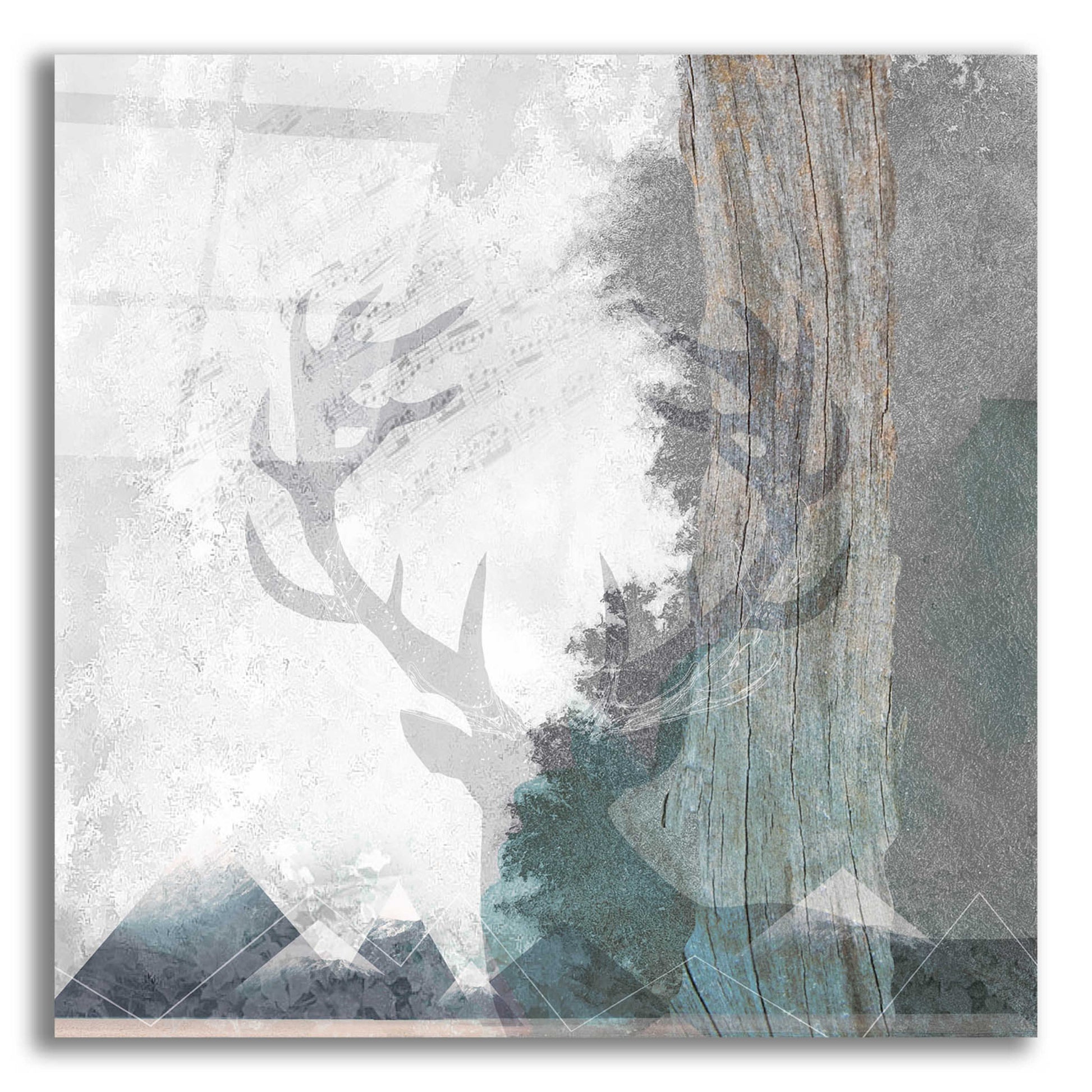 Epic Art 'Deer and Mountains 1' by Louis Duncan-He, Acrylic Glass Wall Art,12x12