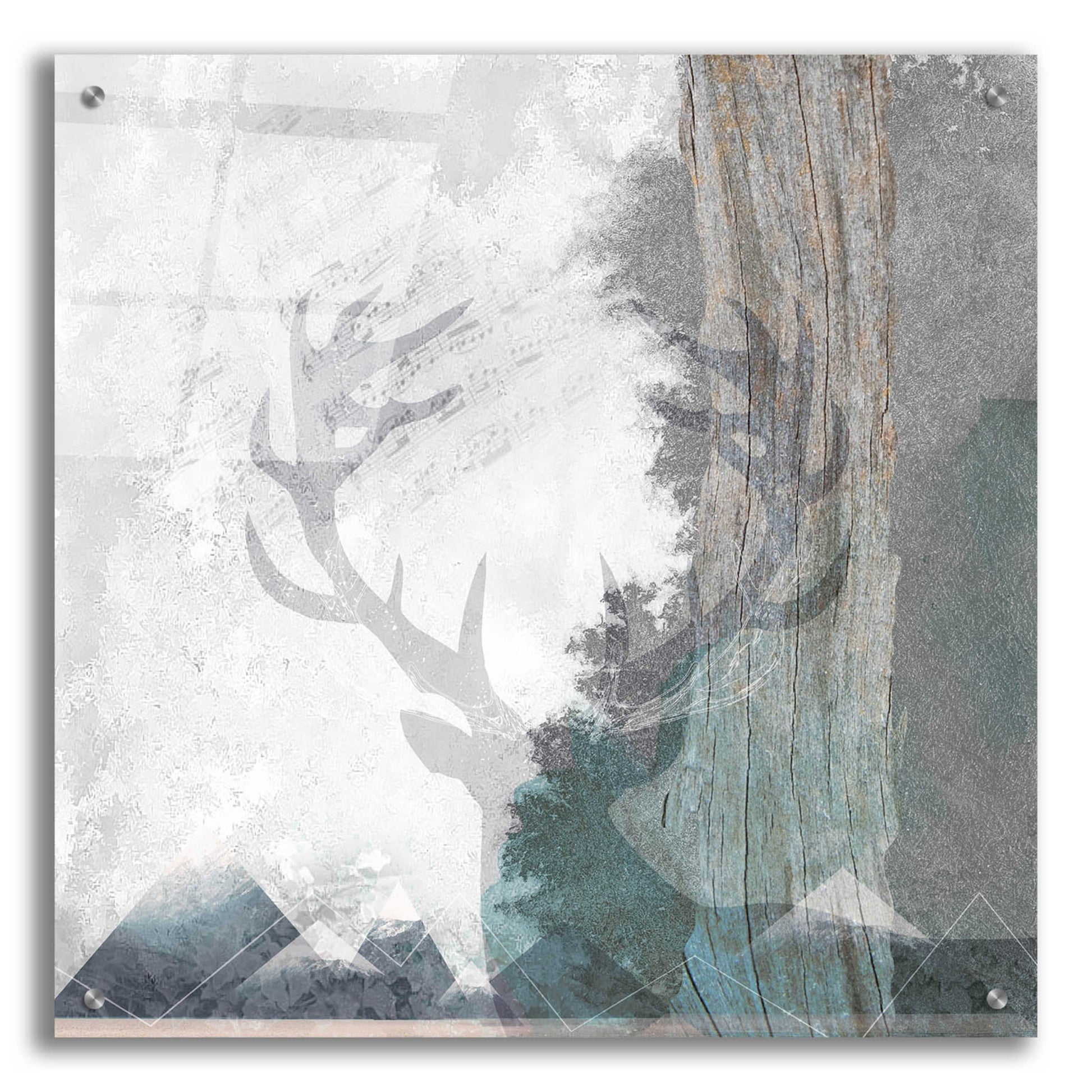 Epic Art 'Deer and Mountains 1' by Louis Duncan-He, Acrylic Glass Wall Art,24x24