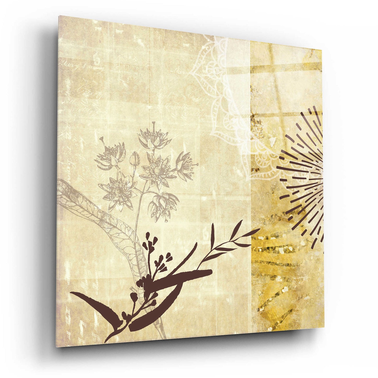 Epic Art 'Golden Henna Breeze 1' by Louis Duncan-He, Acrylic Glass Wall Art,12x12