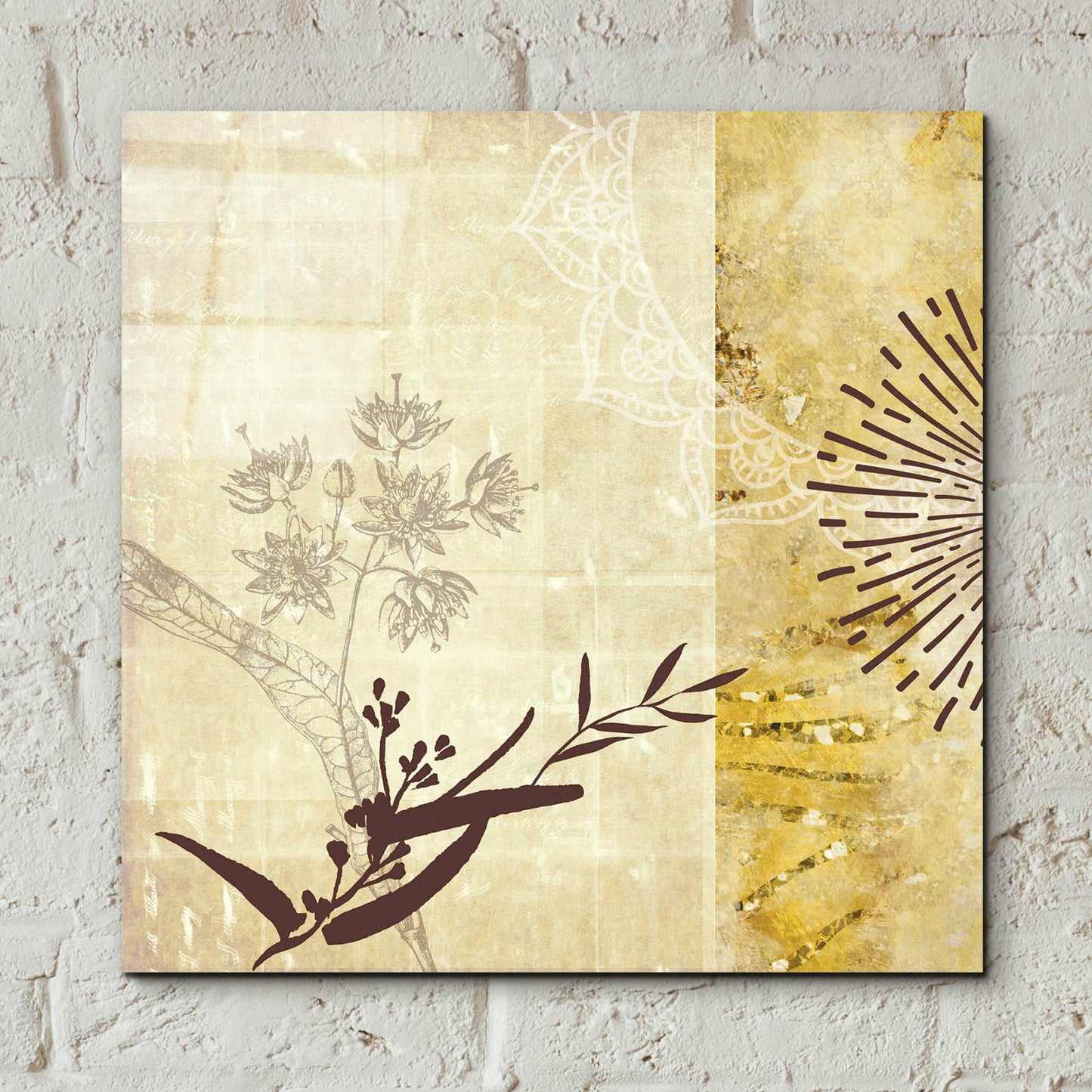 Epic Art 'Golden Henna Breeze 1' by Louis Duncan-He, Acrylic Glass Wall Art,12x12