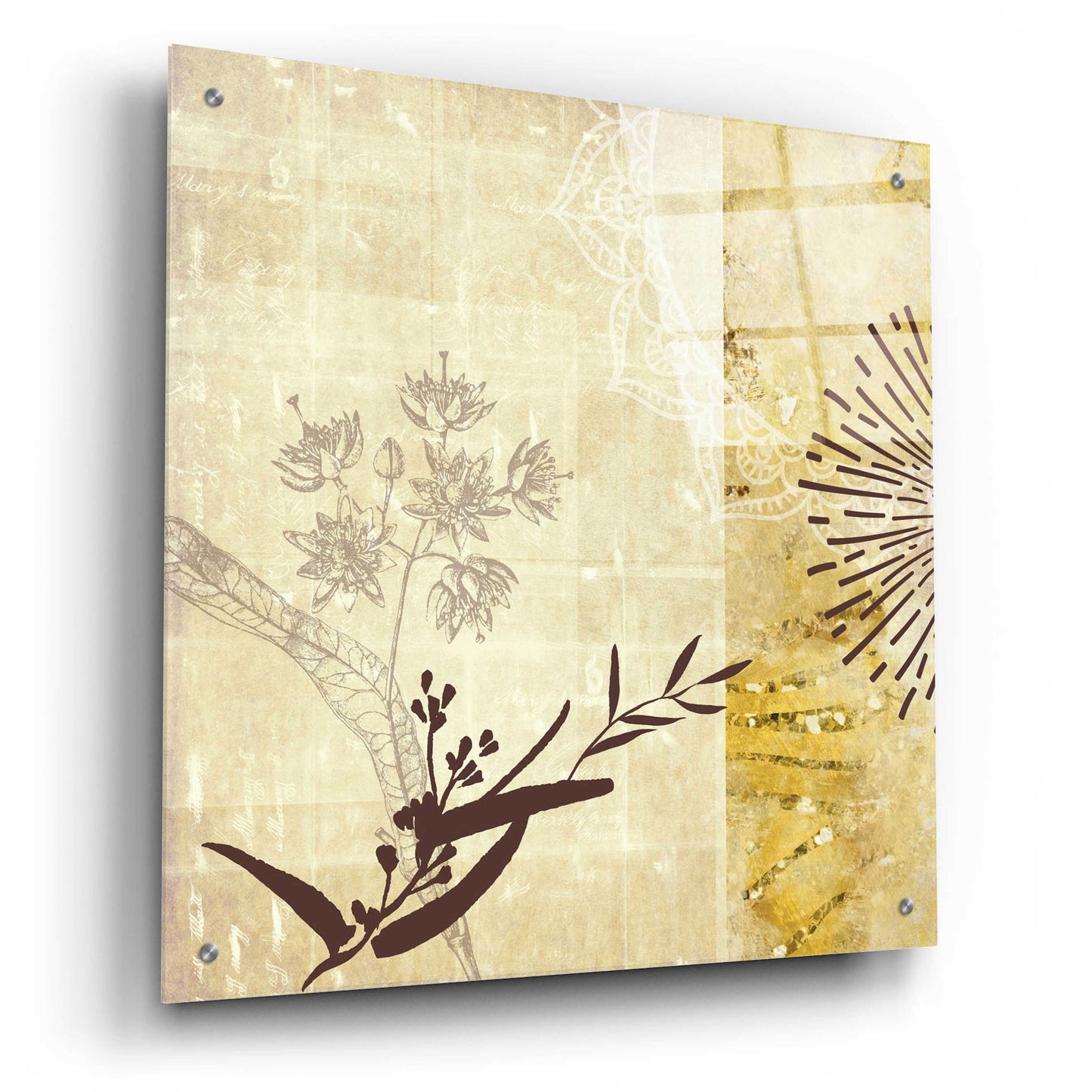 Epic Art 'Golden Henna Breeze 1' by Louis Duncan-He, Acrylic Glass Wall Art,24x24