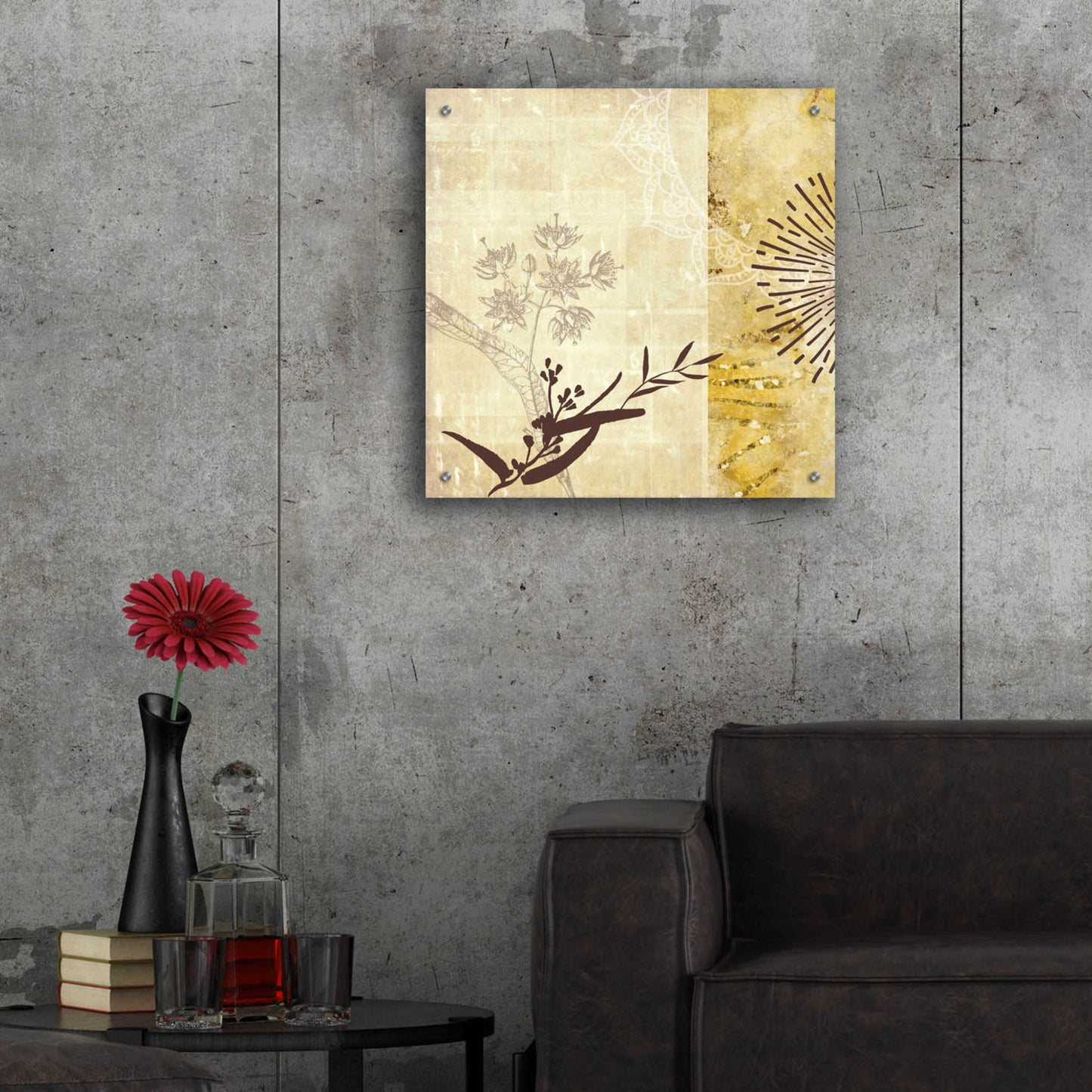 Epic Art 'Golden Henna Breeze 1' by Louis Duncan-He, Acrylic Glass Wall Art,24x24