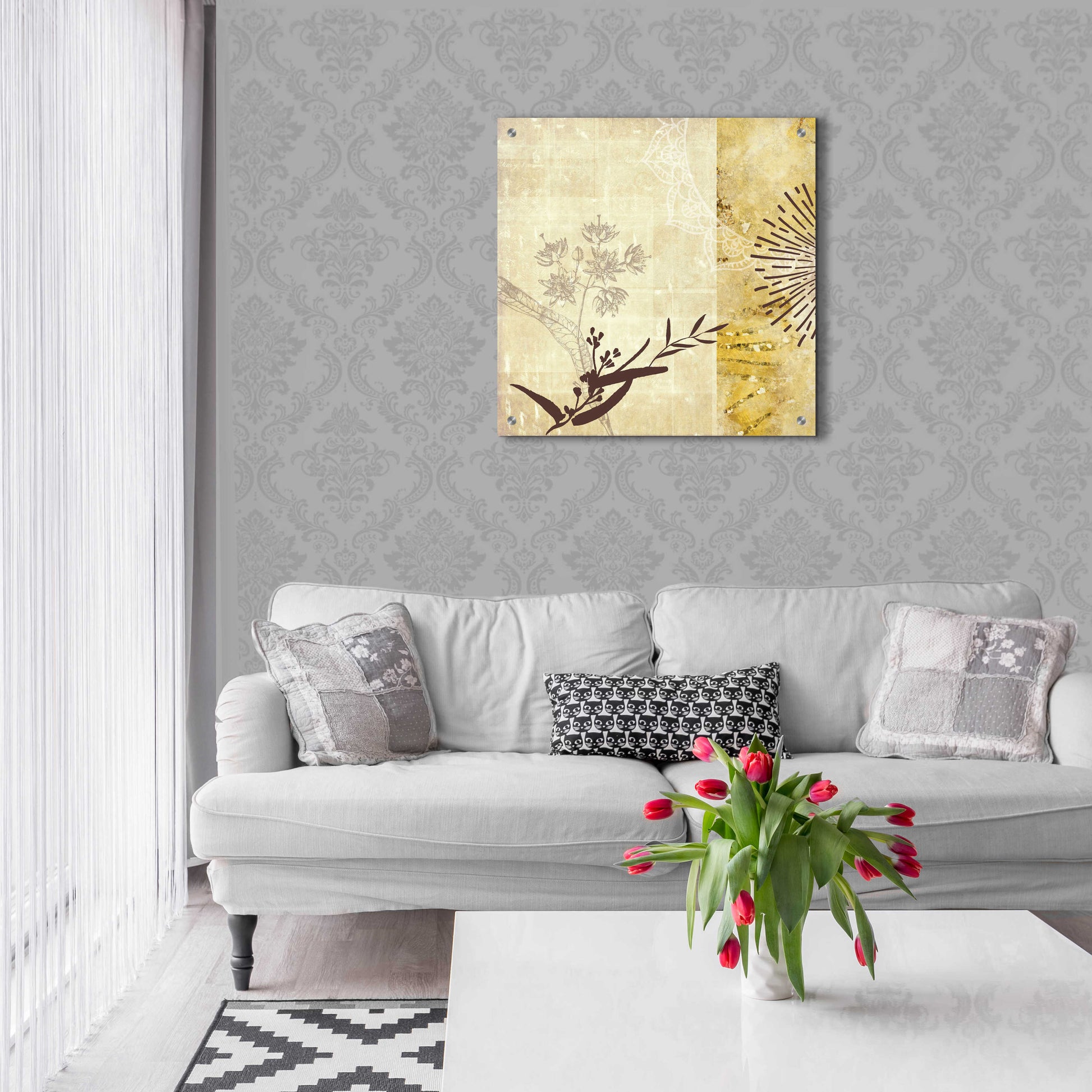 Epic Art 'Golden Henna Breeze 1' by Louis Duncan-He, Acrylic Glass Wall Art,24x24