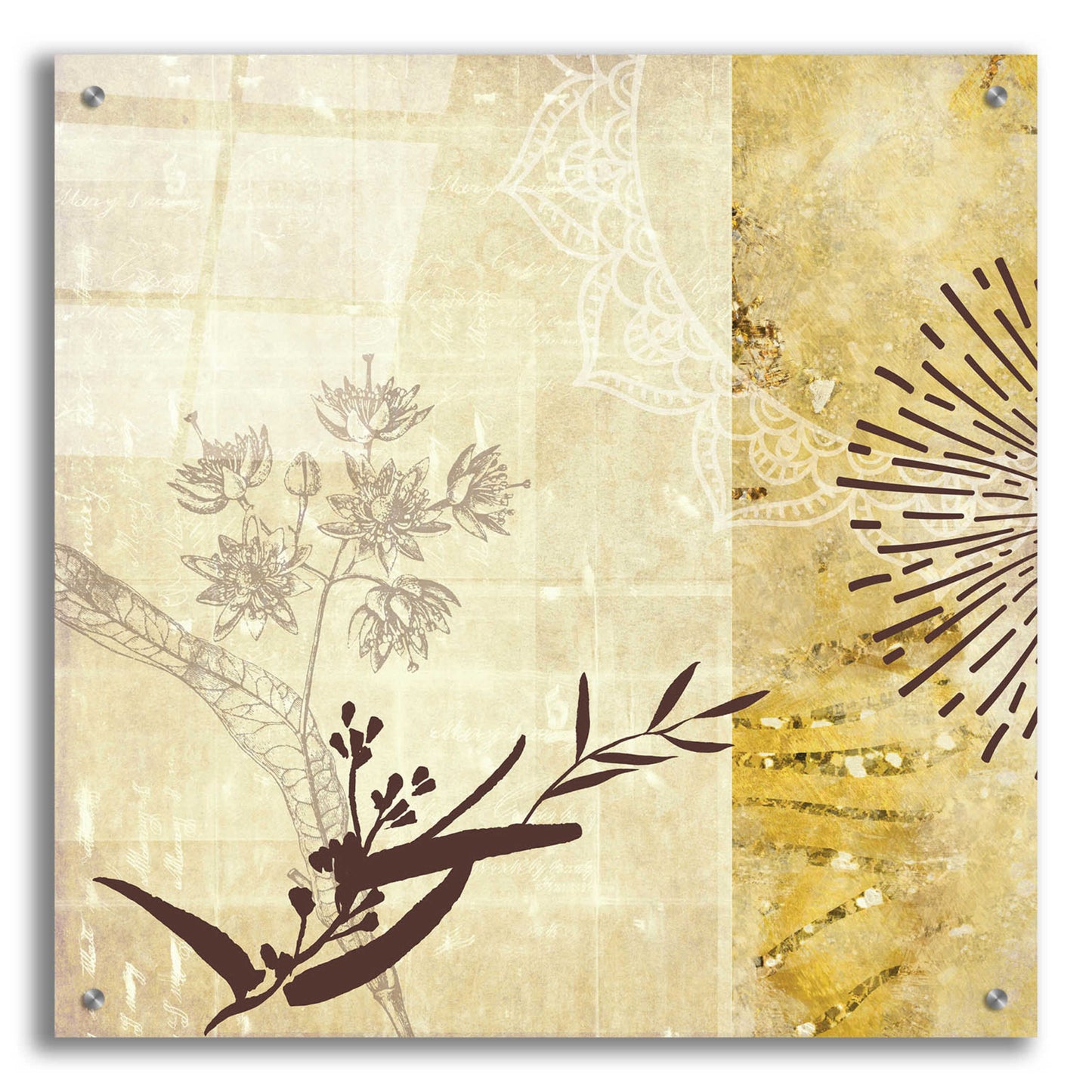 Epic Art 'Golden Henna Breeze 1' by Louis Duncan-He, Acrylic Glass Wall Art,24x24