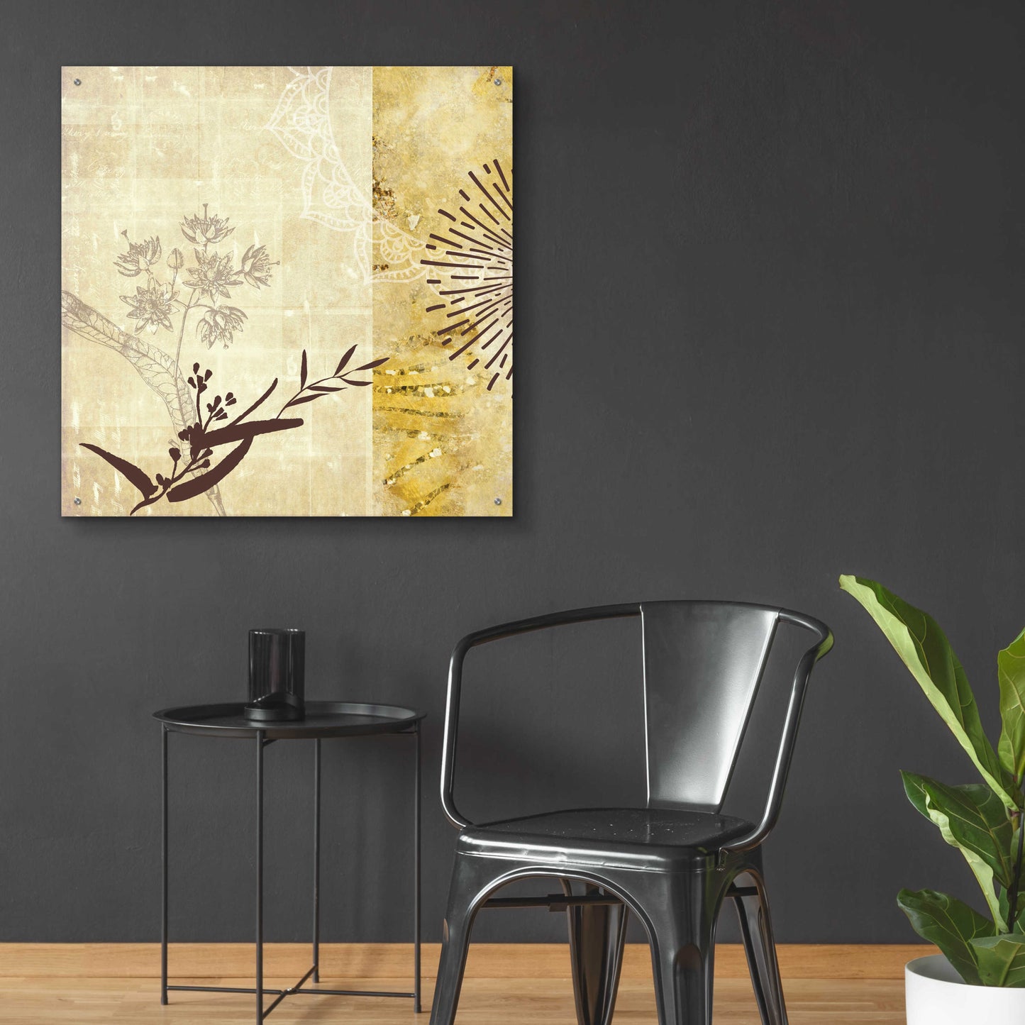 Epic Art 'Golden Henna Breeze 1' by Louis Duncan-He, Acrylic Glass Wall Art,36x36