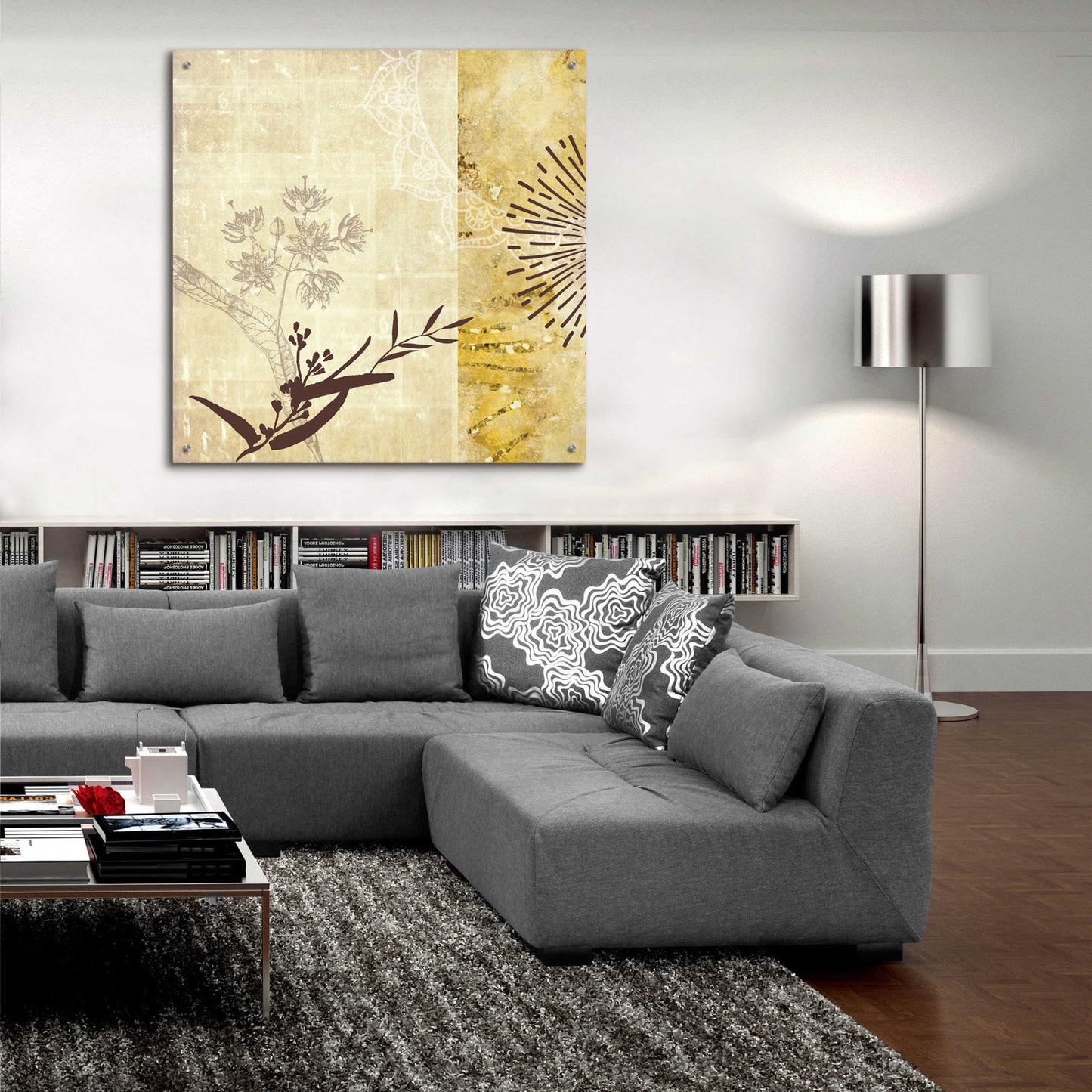 Epic Art 'Golden Henna Breeze 1' by Louis Duncan-He, Acrylic Glass Wall Art,36x36