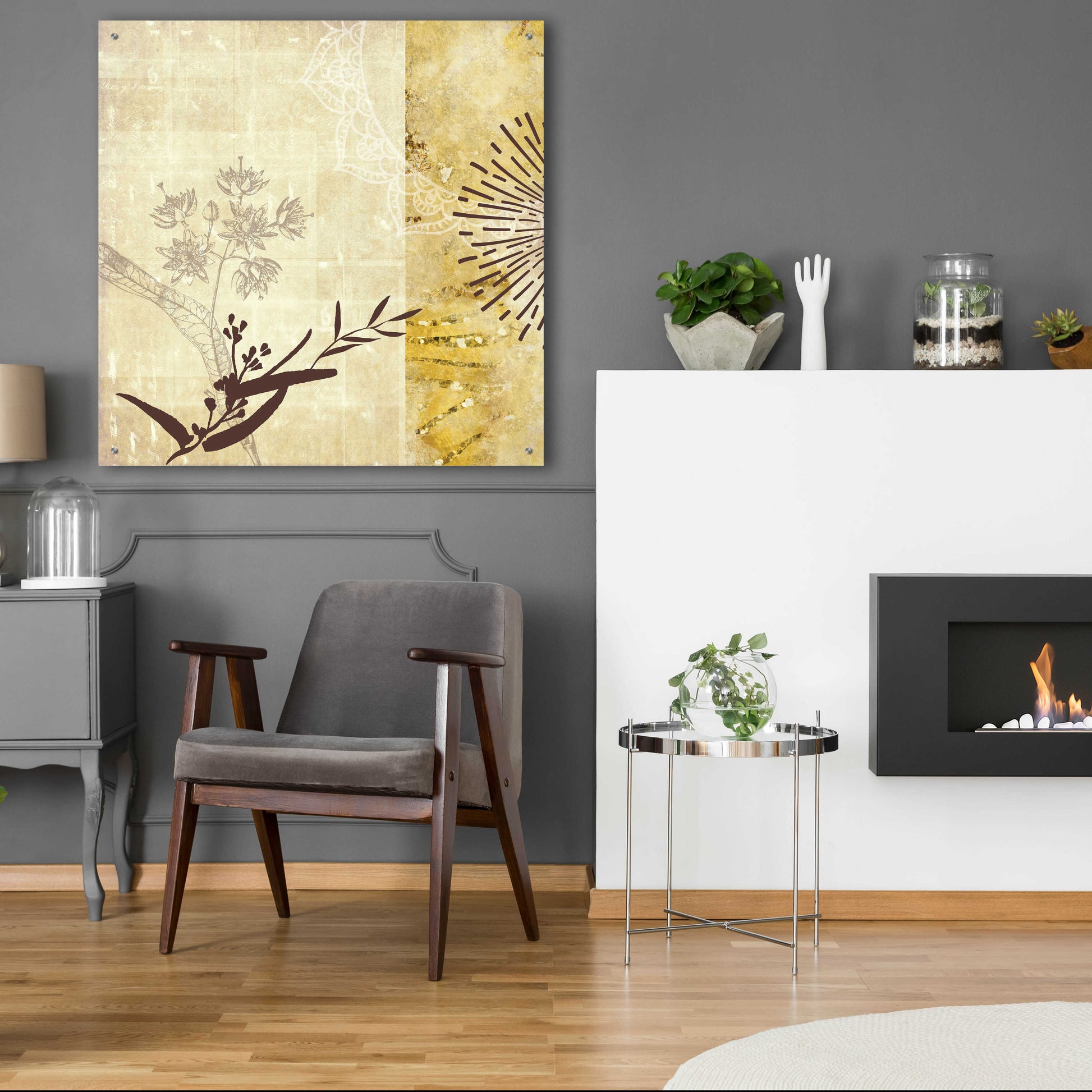 Epic Art 'Golden Henna Breeze 1' by Louis Duncan-He, Acrylic Glass Wall Art,36x36