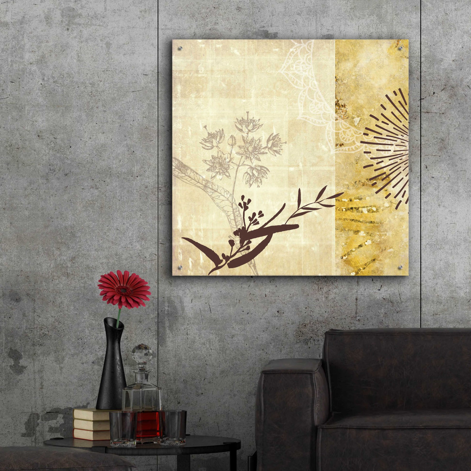 Epic Art 'Golden Henna Breeze 1' by Louis Duncan-He, Acrylic Glass Wall Art,36x36