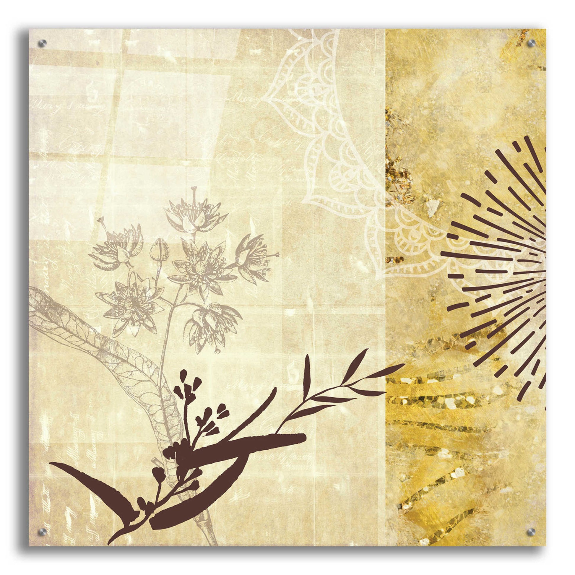 Epic Art 'Golden Henna Breeze 1' by Louis Duncan-He, Acrylic Glass Wall Art,36x36